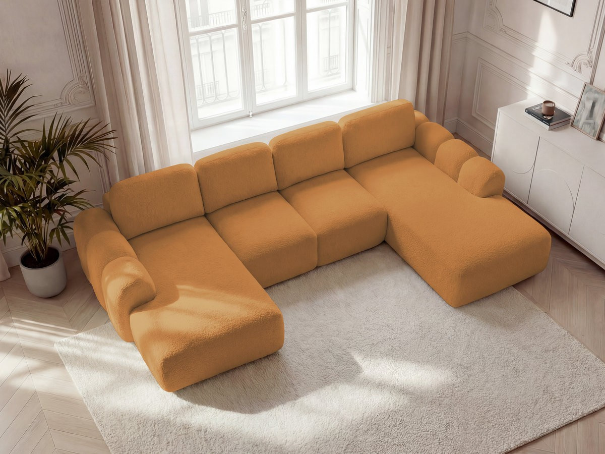 Bobochic Montaigne Wohnlandschaft Bouclé-Stoff Gelb Ecke links