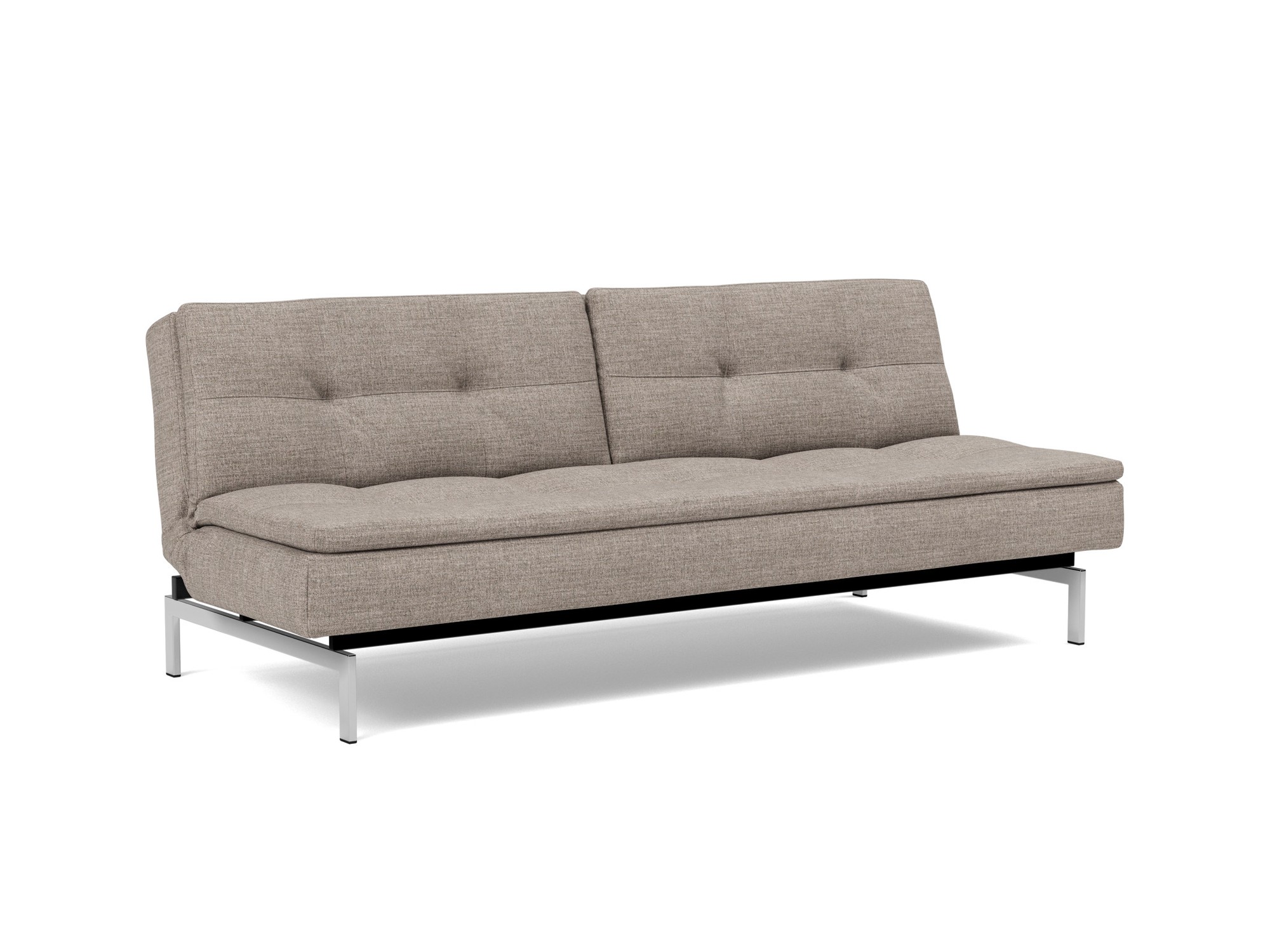 Schlafsofa Dublexo Chenille Yuveno 472-Warm-Grey Beine Chrom