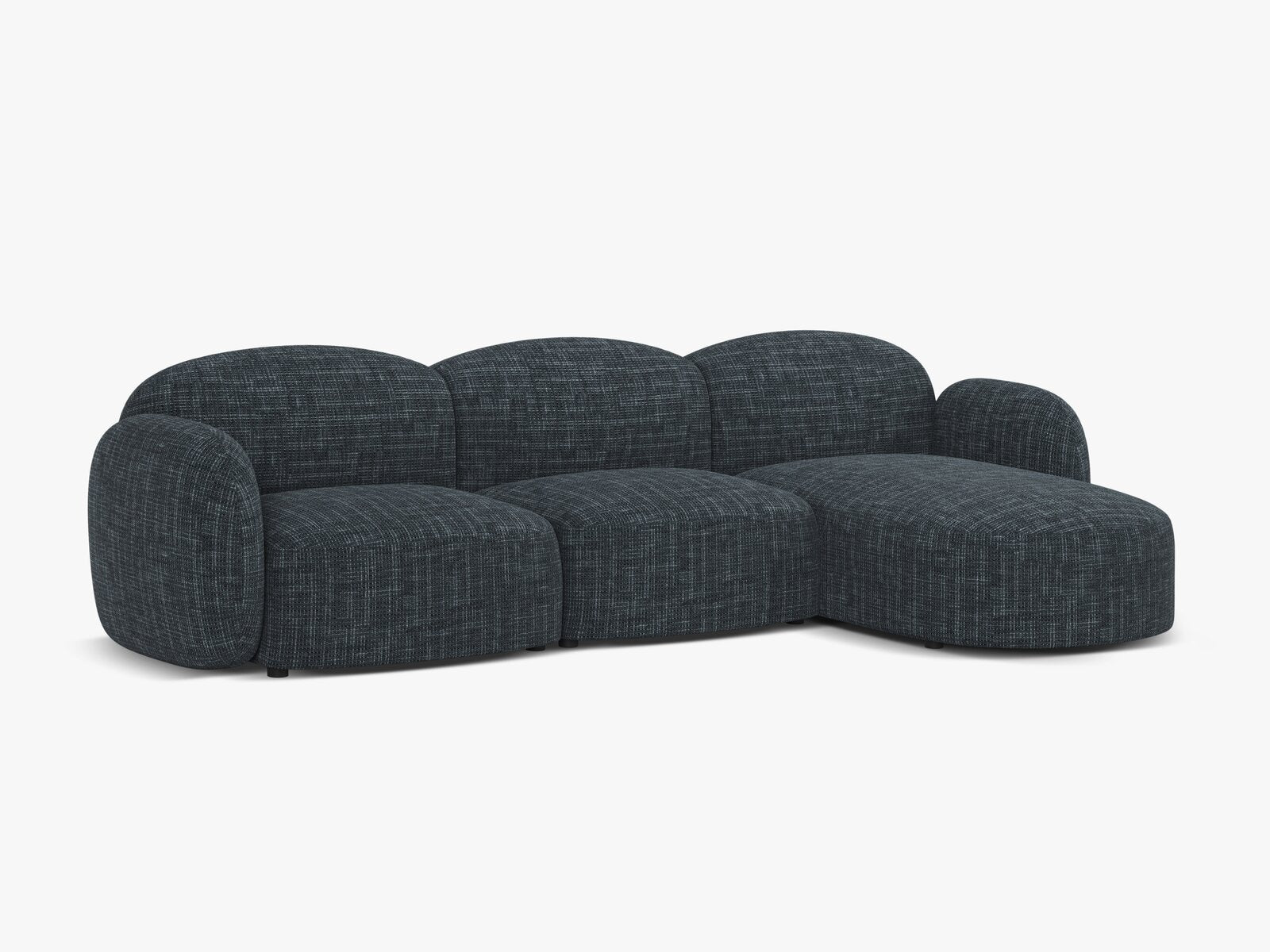 Micadoni Ecksofa Blair 4-Sitzer Rechts Strukturierter Stoff Baltimore Marineblau