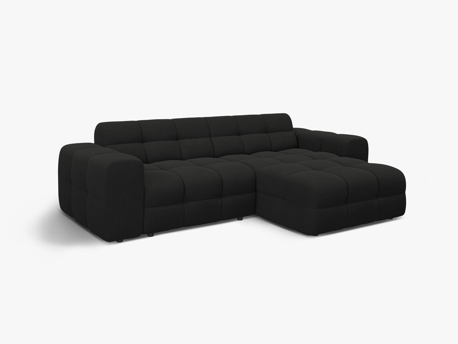 Micadoni Ecksofa Kendal 4-Sitzer Rechts Strukturierter Stoff Schwarz