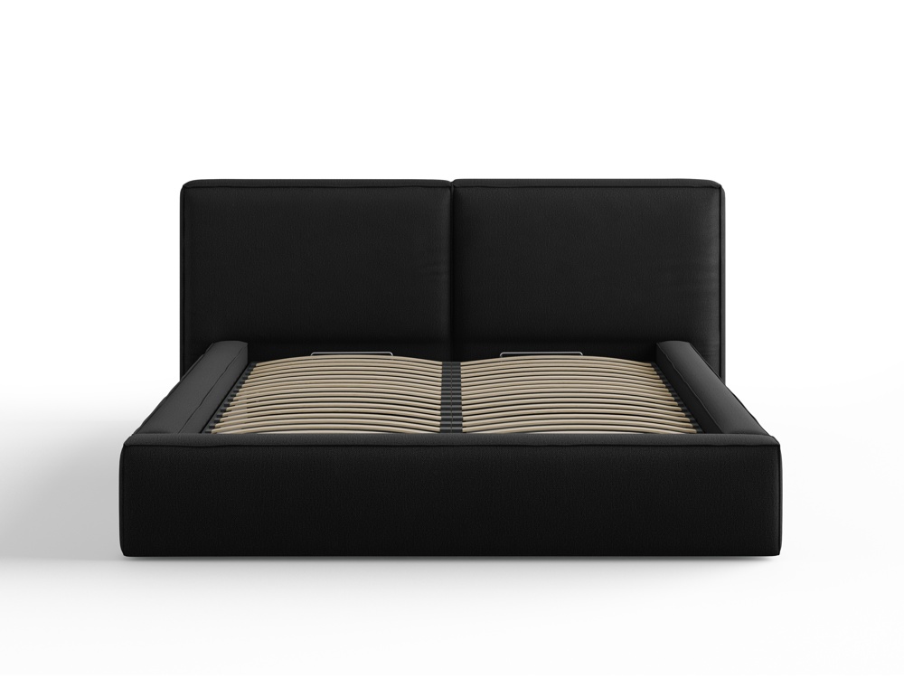 Cosmopolitan Design Stauraumbett mit doppeltem Kopfteil Arendal 160x200 Strukturierter Stoff Megan Schwarz
