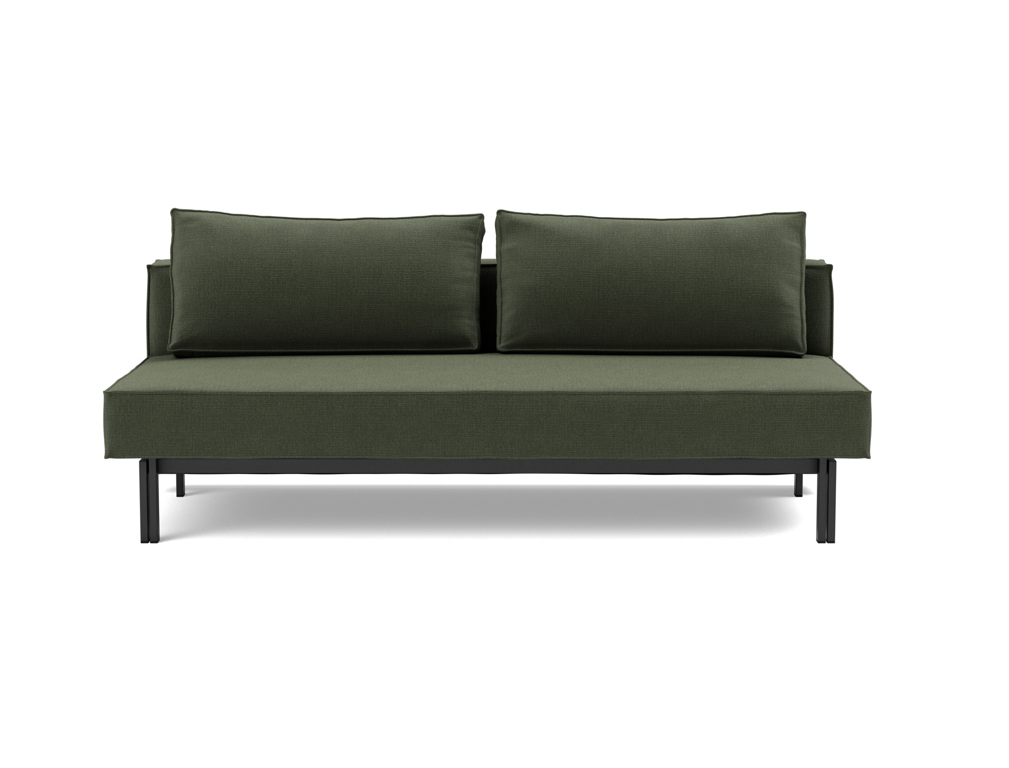Schlafsofa Sly Chenille Esina 413-Olive-Green Beine Schwarzes Metall