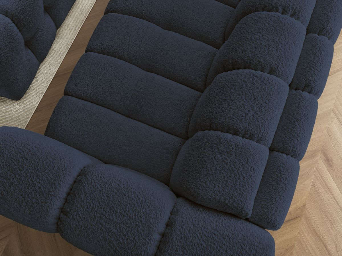 Bobochic Cloud Schlafsofa 3-Sitzer mit Pouf Bouclé-Stoff Dunkelblau