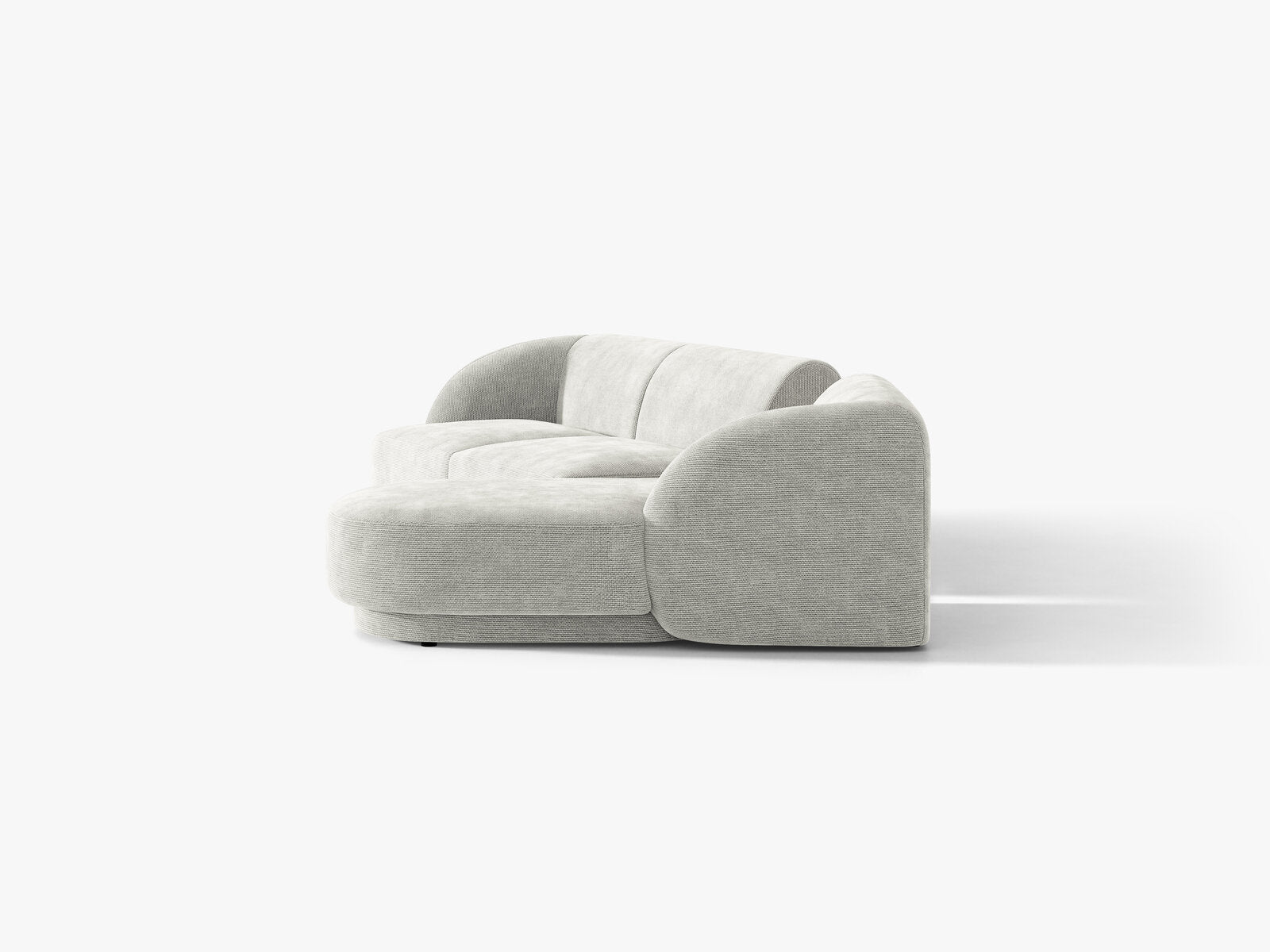 Micadoni Modulares Sofa Miley mit Recamiere 3-Sitzer Rechts Chenille Eden Silber