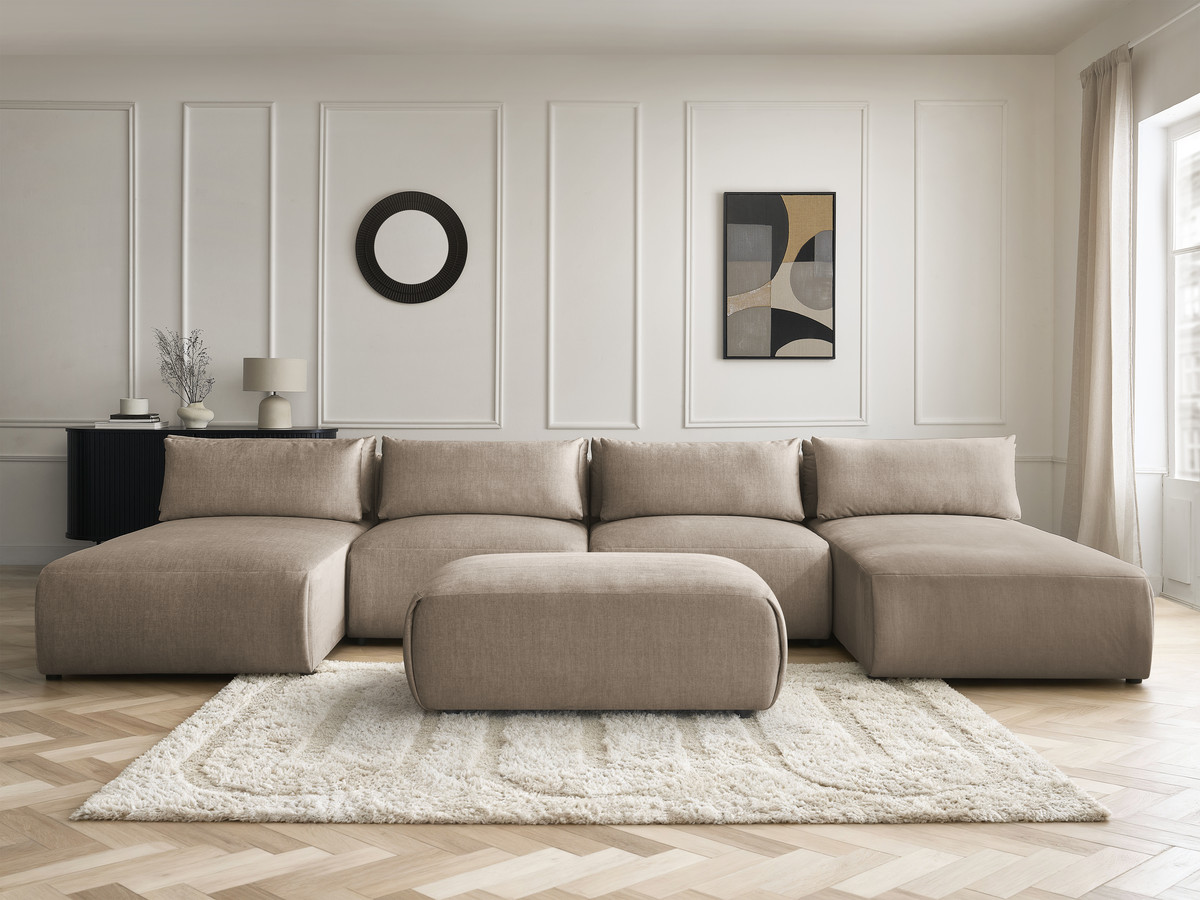 Bobochic Jana Wohnlandschaft mit kleinem Pouf Samt Taupe
