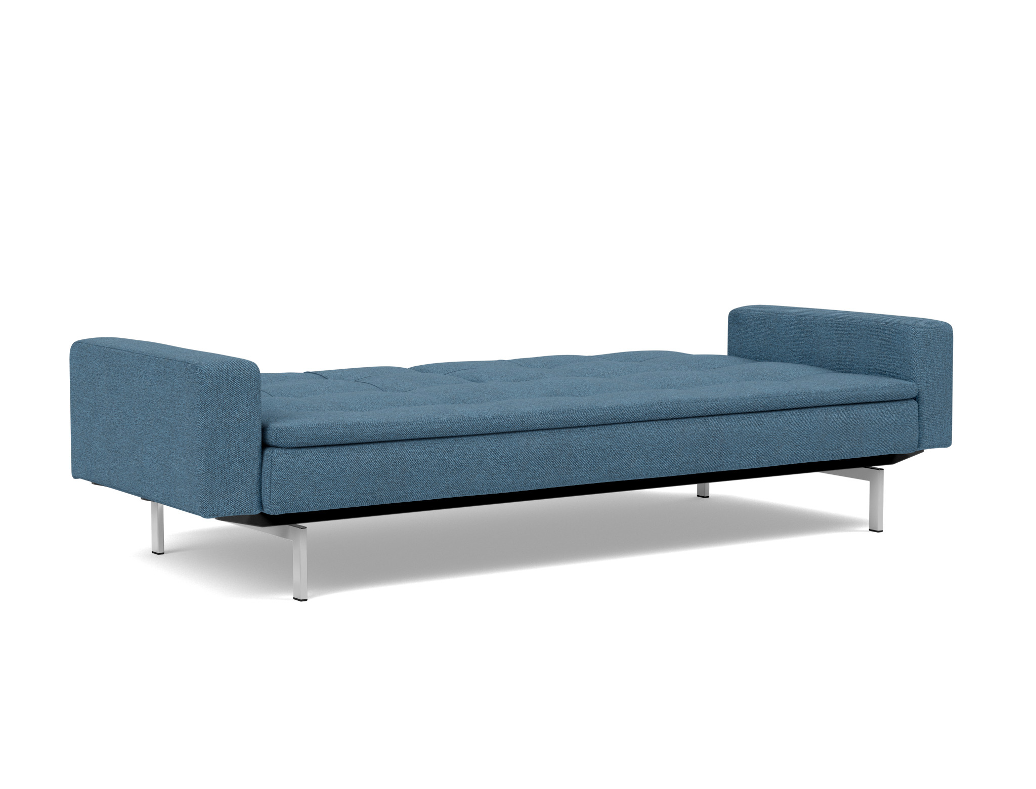 Schlafsofa Dublexo mit Armlehnen Strukturierter Stoff Weda 302-Weda-Blue Beine Chrom