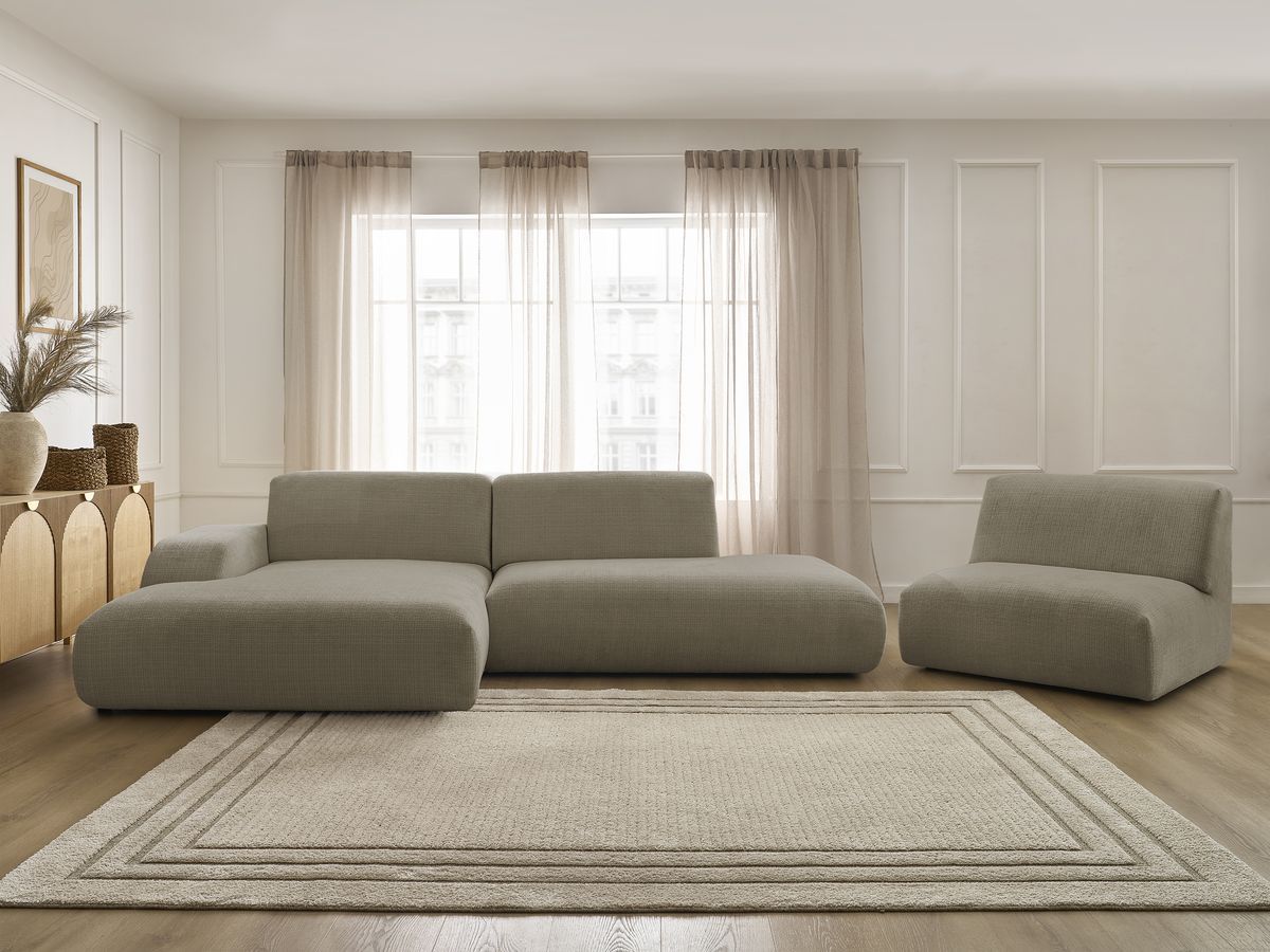 Bobochic Sirius Ecksofa 405 × 170 cm Strukturstoff Taupe Ecke links