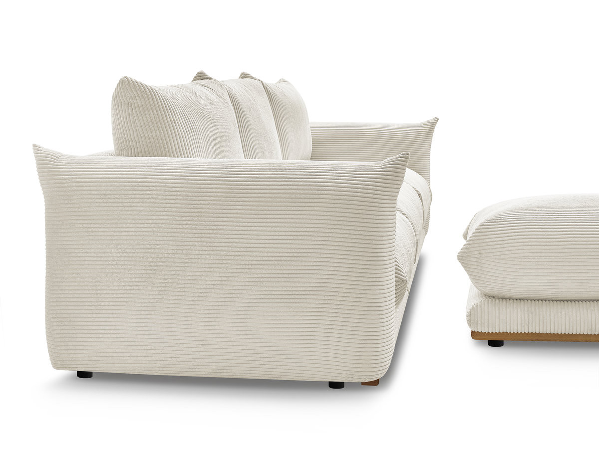 Bobochic Ernest Sofa 3-Sitzer mit Pouf 266 × 106 cm Cordsamt Beige