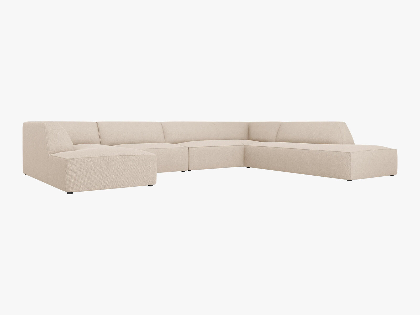 Micadoni Panorama-Ecksofa Ruby 7-Sitzer Rechts Strukturierter Stoff Ottawa Beige