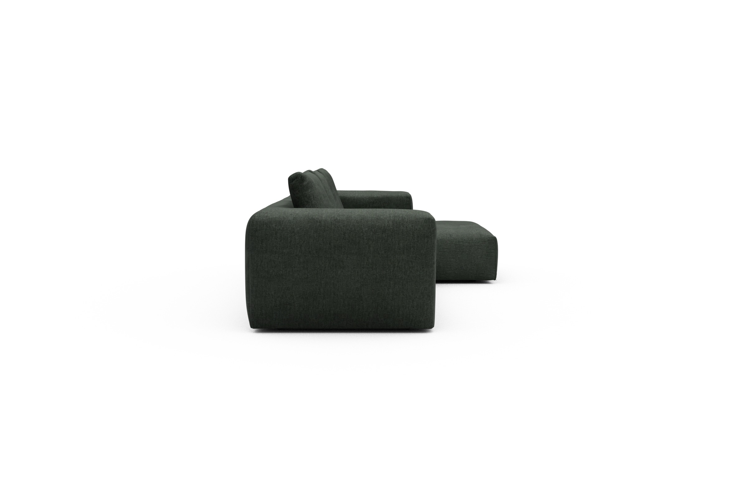 Ecksofa Fred Chaiselongue rechts mit 2,5-Sitzer Aivi-Pine-Green