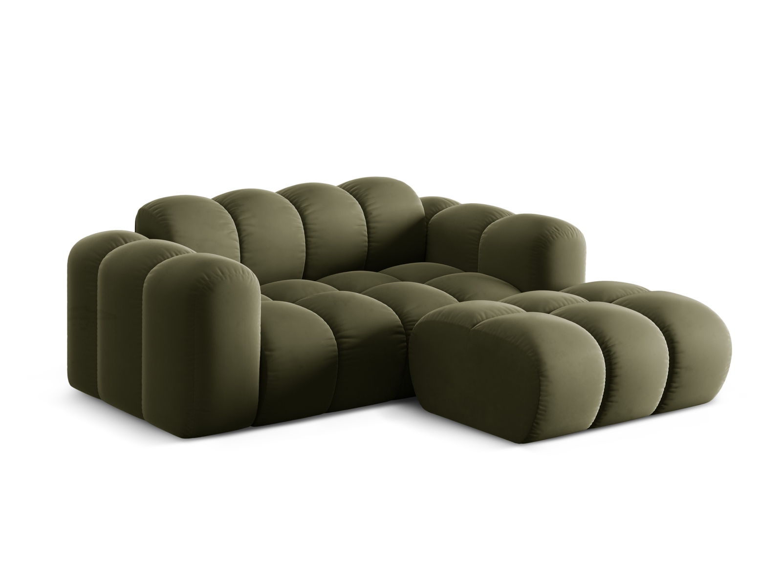 Cosmopolitan Design Ecksofa Treno 2-Sitzer Samt Bluvel Grün Rechts