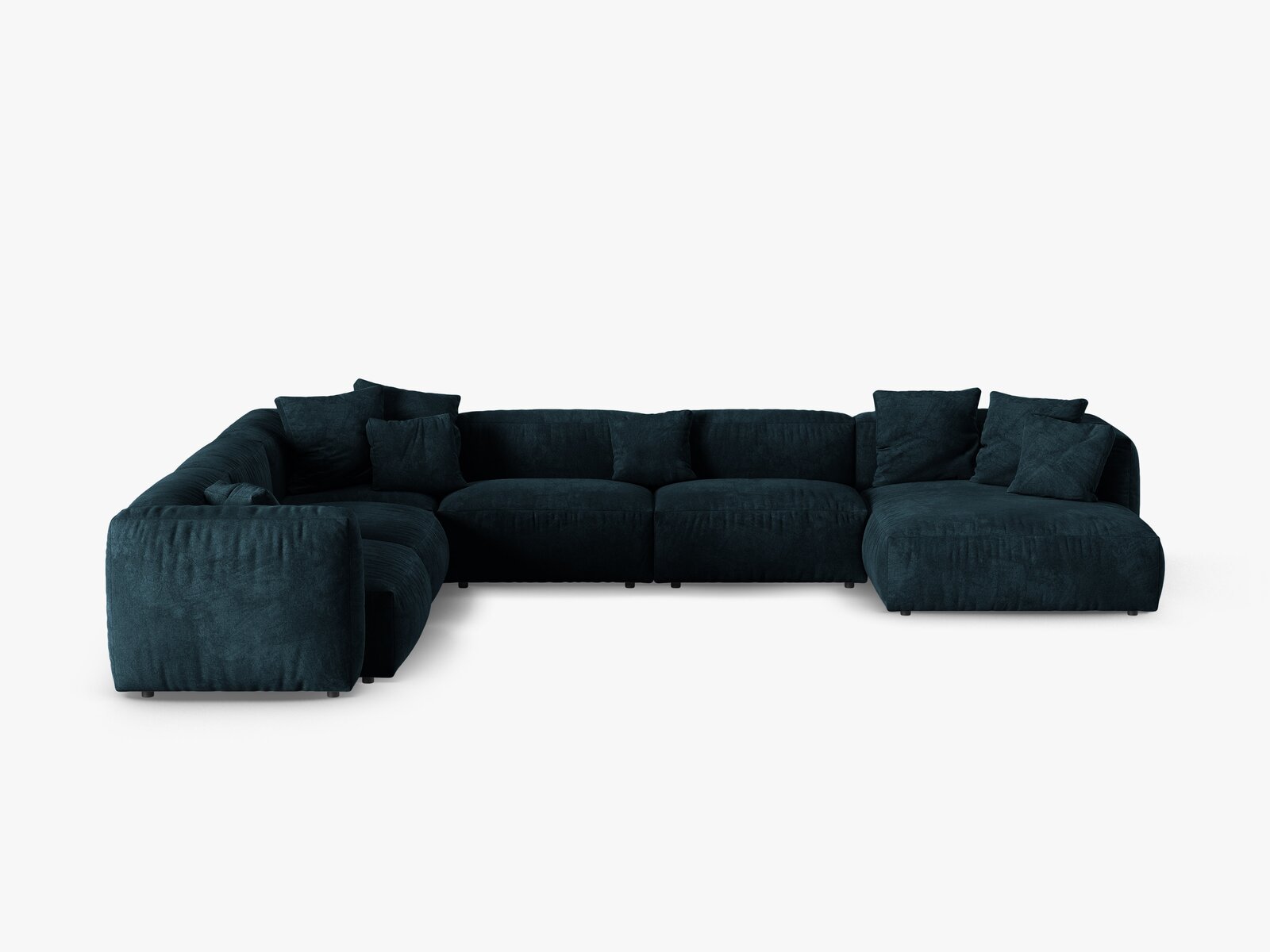 Micadoni modulares Ecksofa XL Martina 6-Sitzer 90cm Sitztiefe Links Samt Vogue Dunkel Petrol
