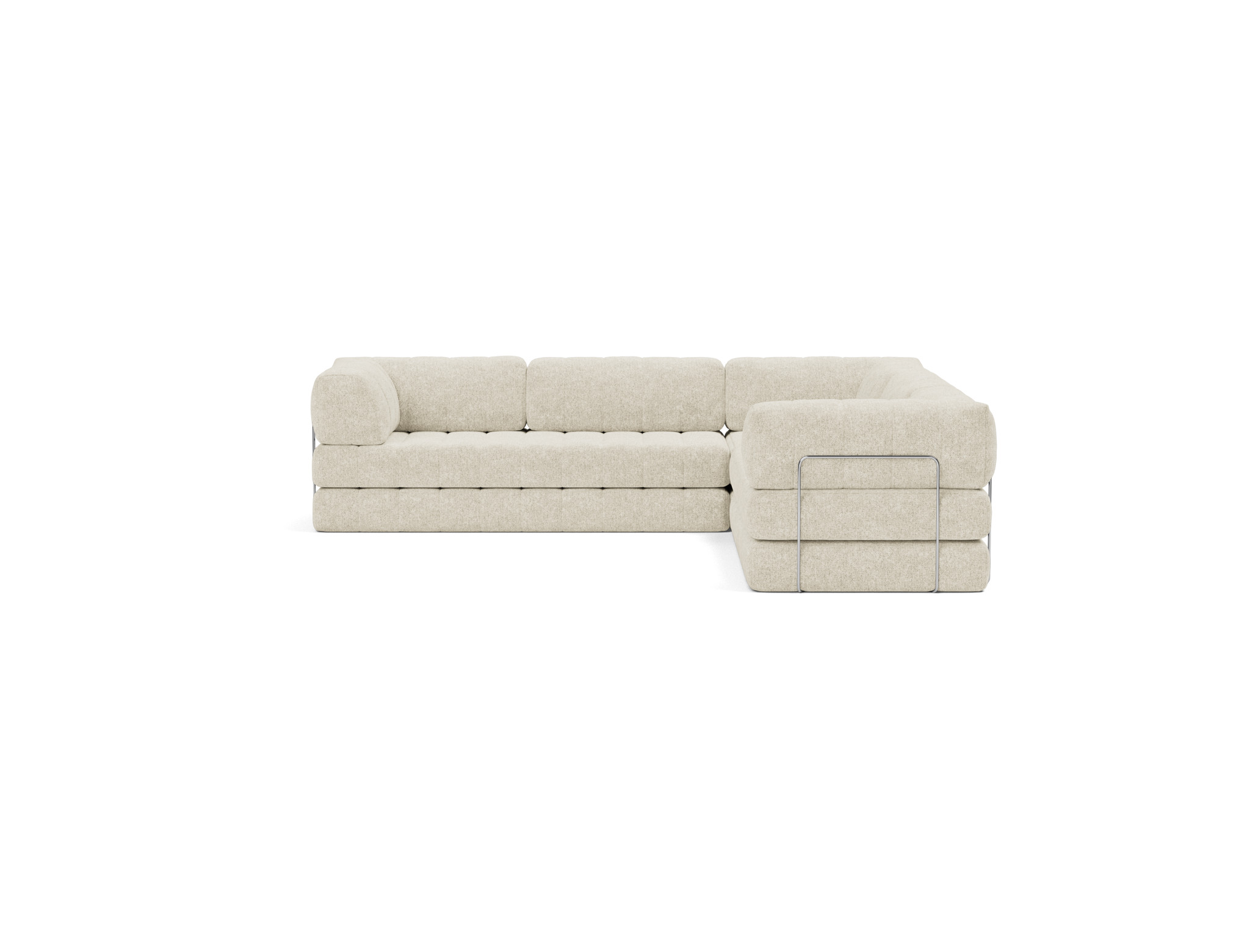 Eck-Schlafsofa CozyPad mit Armlehnen Strukturierter Stoff Taura 357-Off-White