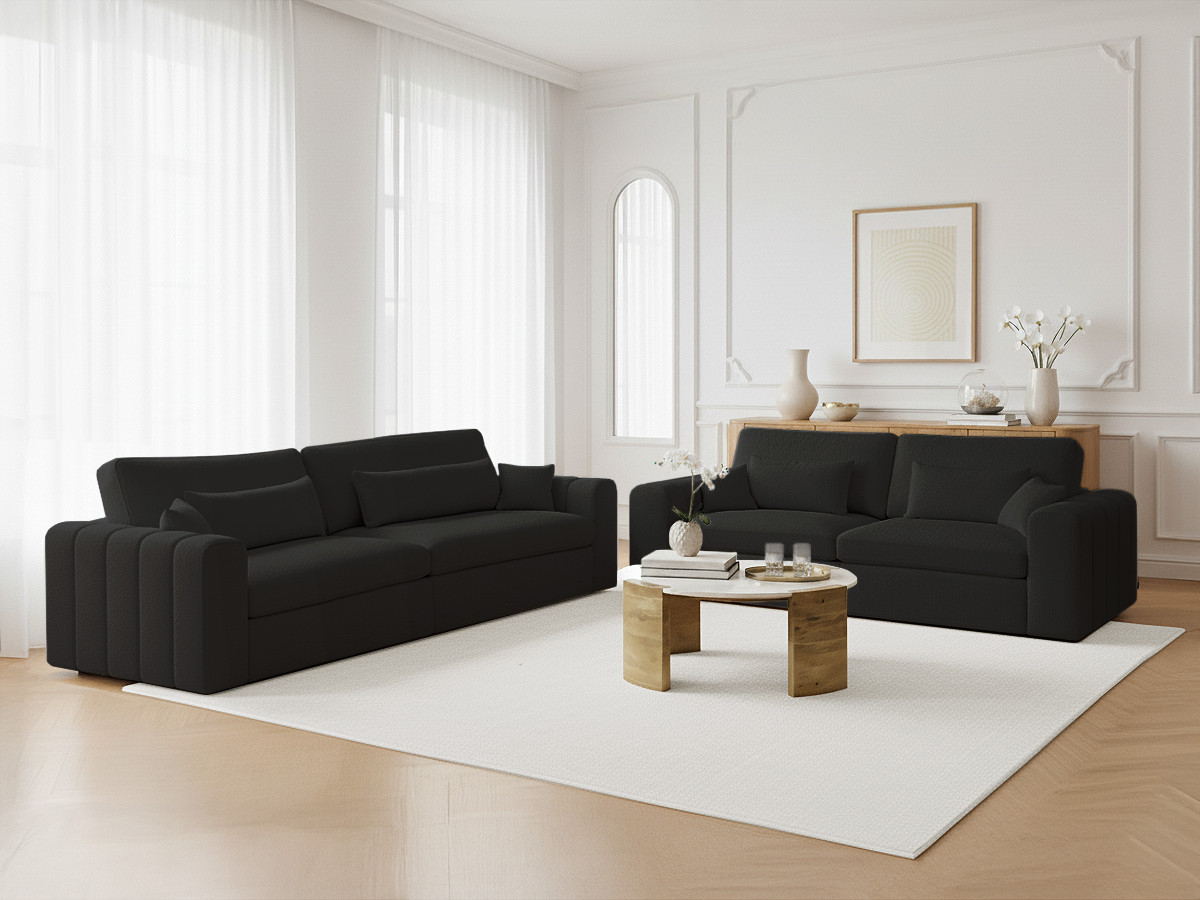 Bobochic Belmont Sofa 5-Sitzer Bouclé-Stoff Dunkelgrau