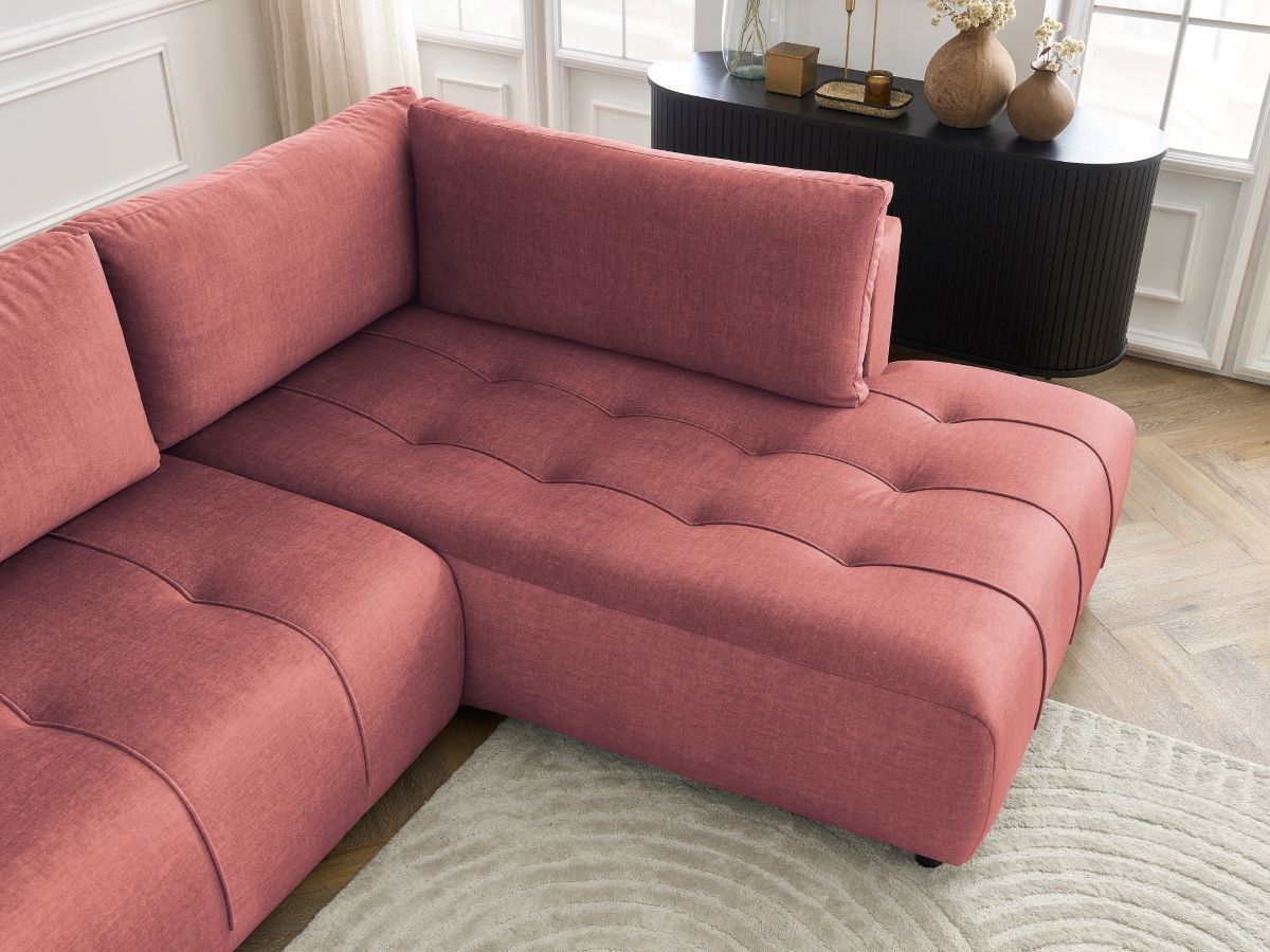 Bobochic Arsene Ecksofa mit Schlaffunktion und Bettkasten 277 × 200 cm Samt Orange Ecke rechts