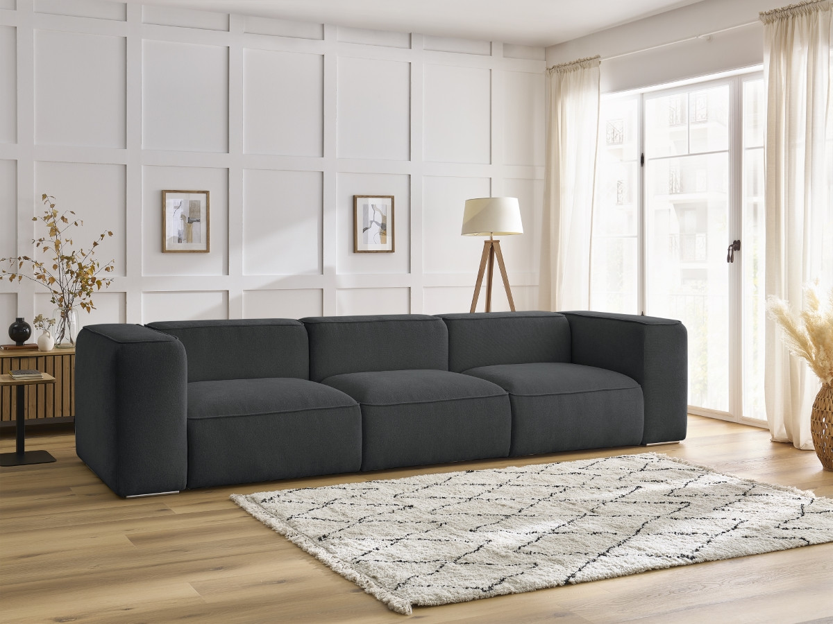 Bobochic Zephyr Sofa 3-Sitzer Strukturstoff Dunkelgrau