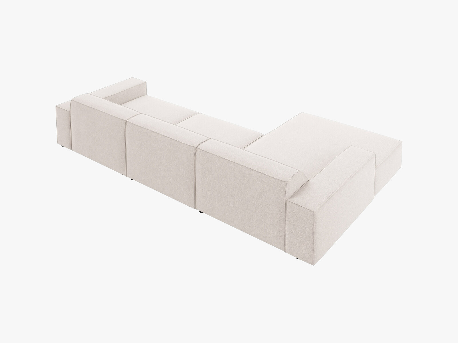 Micadoni Ecksofa Jodie 4-Sitzer Links Strukturierter Stoff Megan Helles Beige