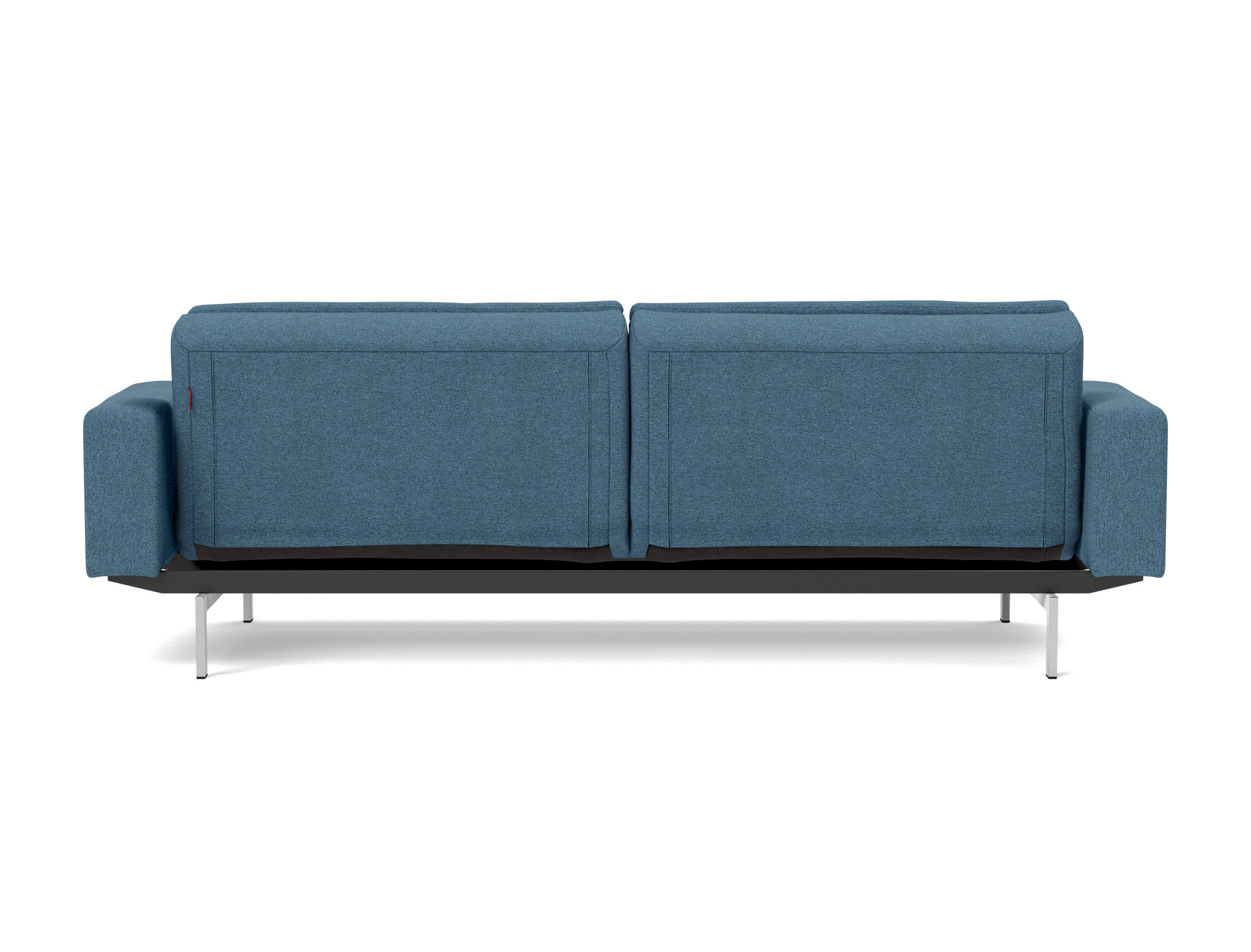 Schlafsofa Dublexo mit Armlehnen Strukturierter Stoff Weda 302-Weda-Blue Beine Chrom