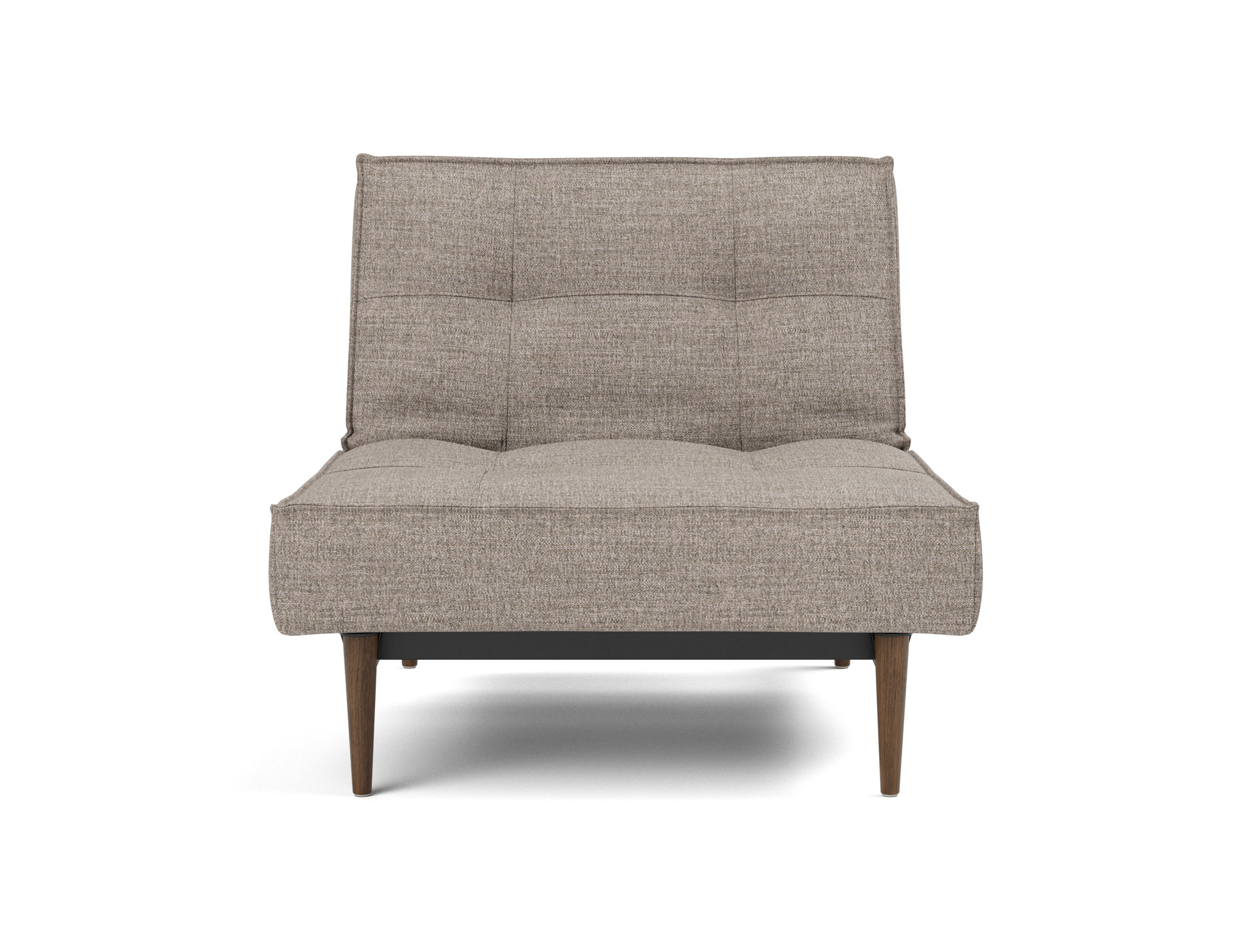 Sessel Splitback Chenille Yuveno 472-Warm-Grey Beine Styletto Eiche dunkel