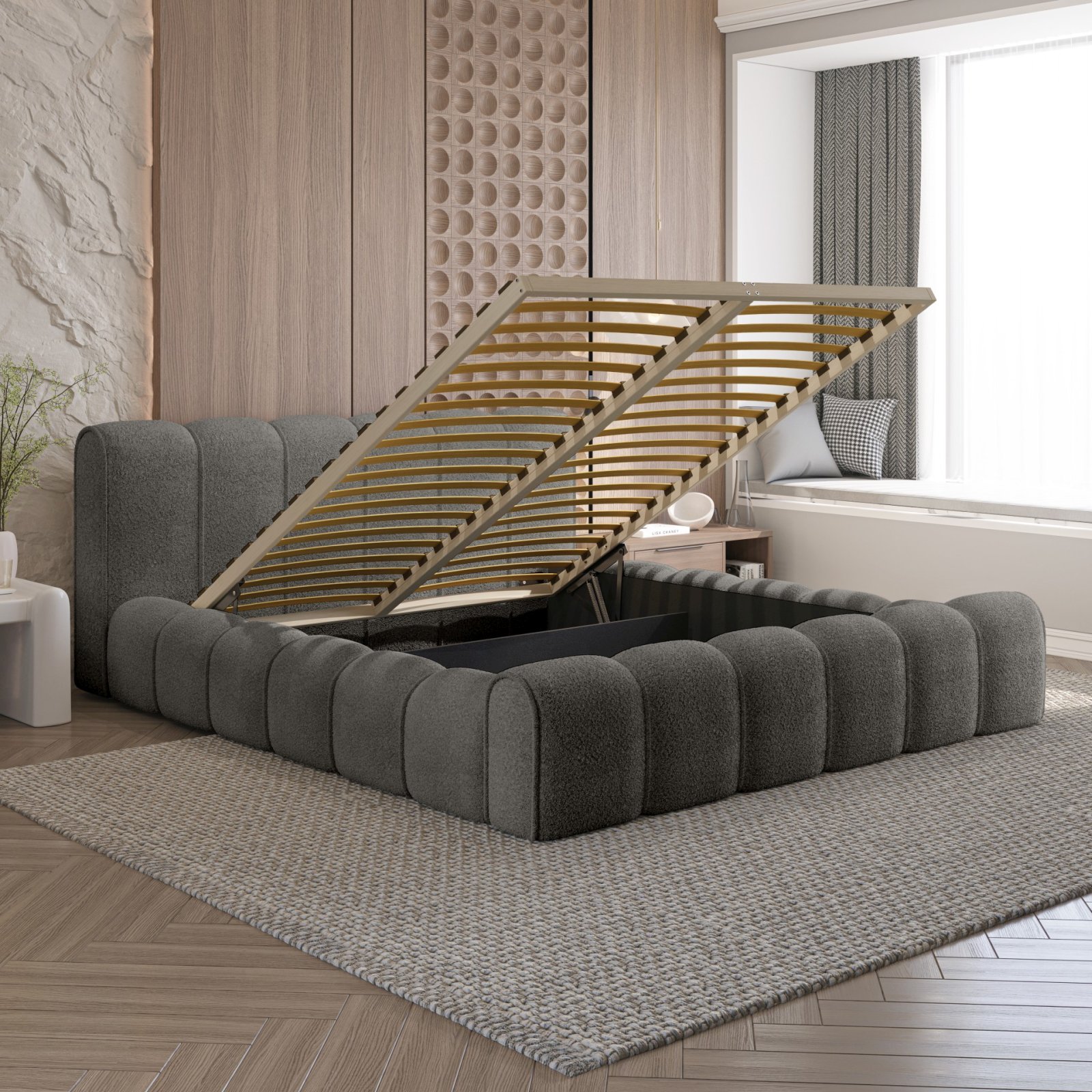 Polsterbett Belio Boucle 180x200 mit Holzrahmen Quelle 92