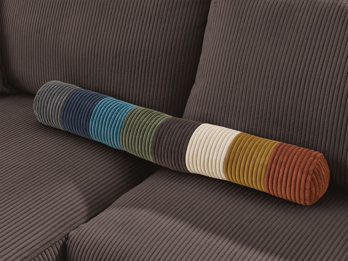 Bobochic Augustin Ecksofa mit Schlaffunktion und Bettkasten Cordsamt Braun, Liegefläche 140 × 200 cm