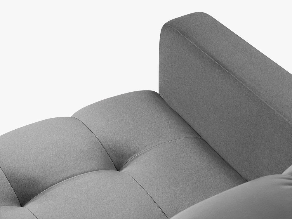 Micadoni Sofa Mamaia 4-Sitzer Samt Bluvel Hellgrau schwarze Beine