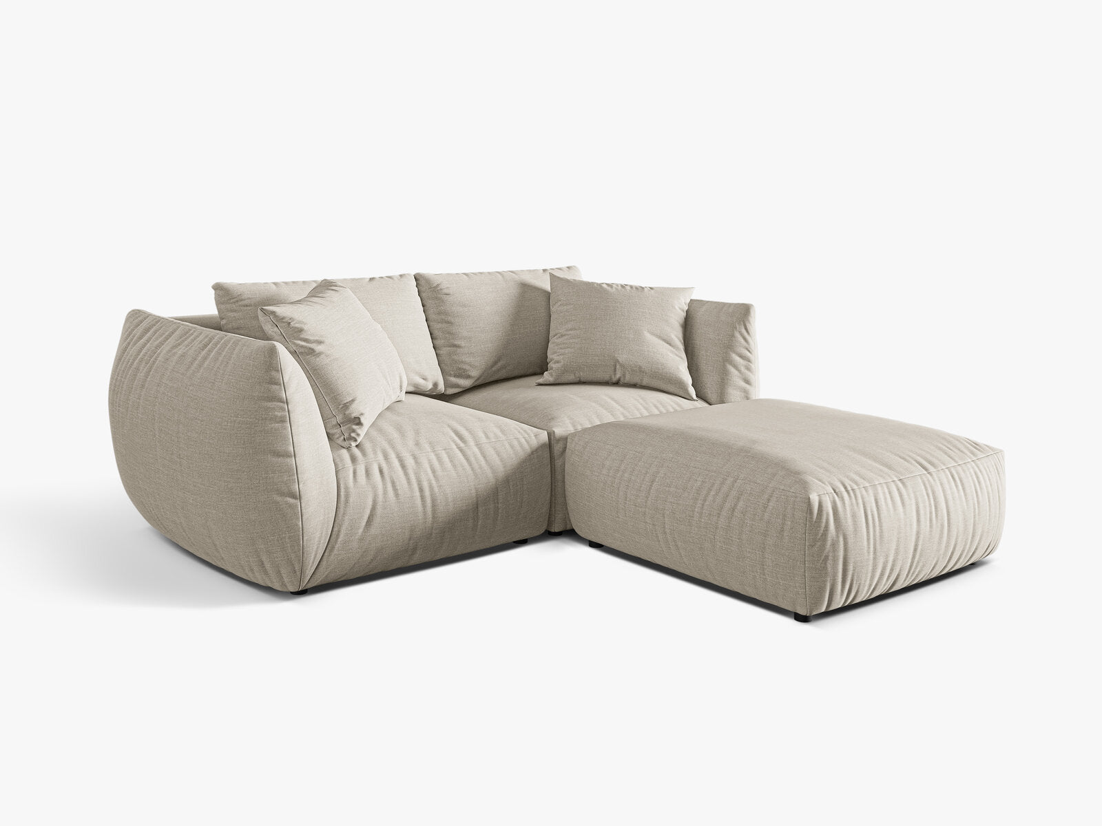 Micadoni Modulares Sofa Chris 4-Sitzer Strukturierter Stoff Natur