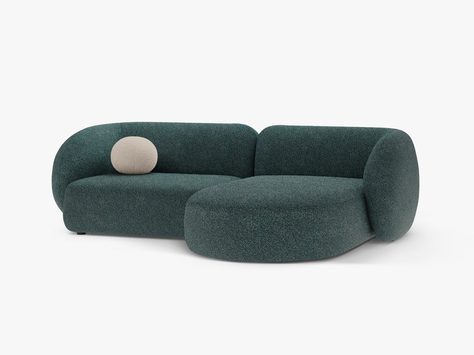 Micadoni Ecksofa Kate 2-Sitzer Rechts Strukturierter Stoff Puente Grün Blau Melange