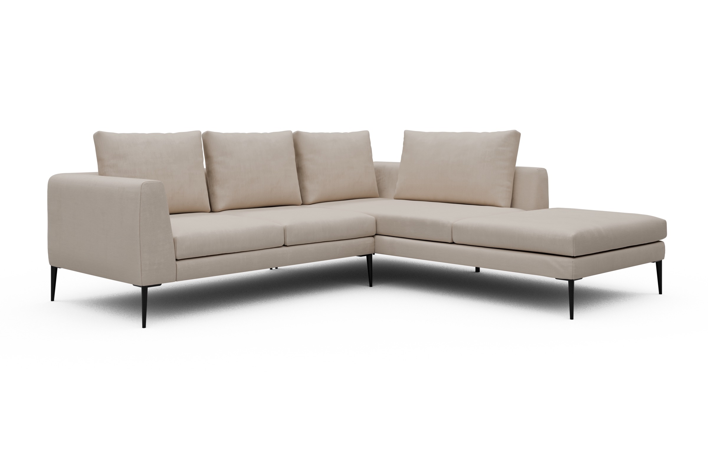Ecksofa Paul Relax-Ecke rechts mit 2-Sitzer Cordufine-Off-White