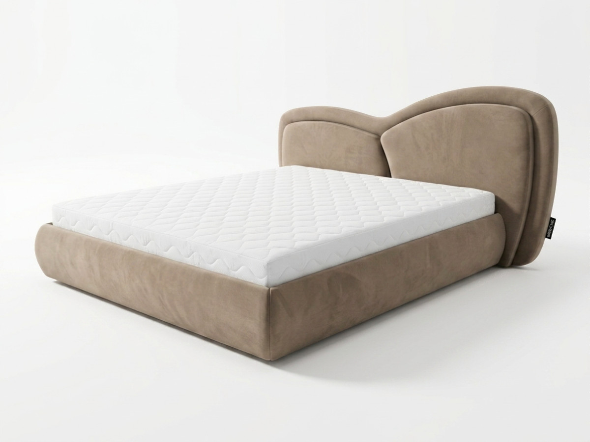 Bobochic Daniela Polsterbett Samt Taupe, Liegefläche 140 × 190 cm