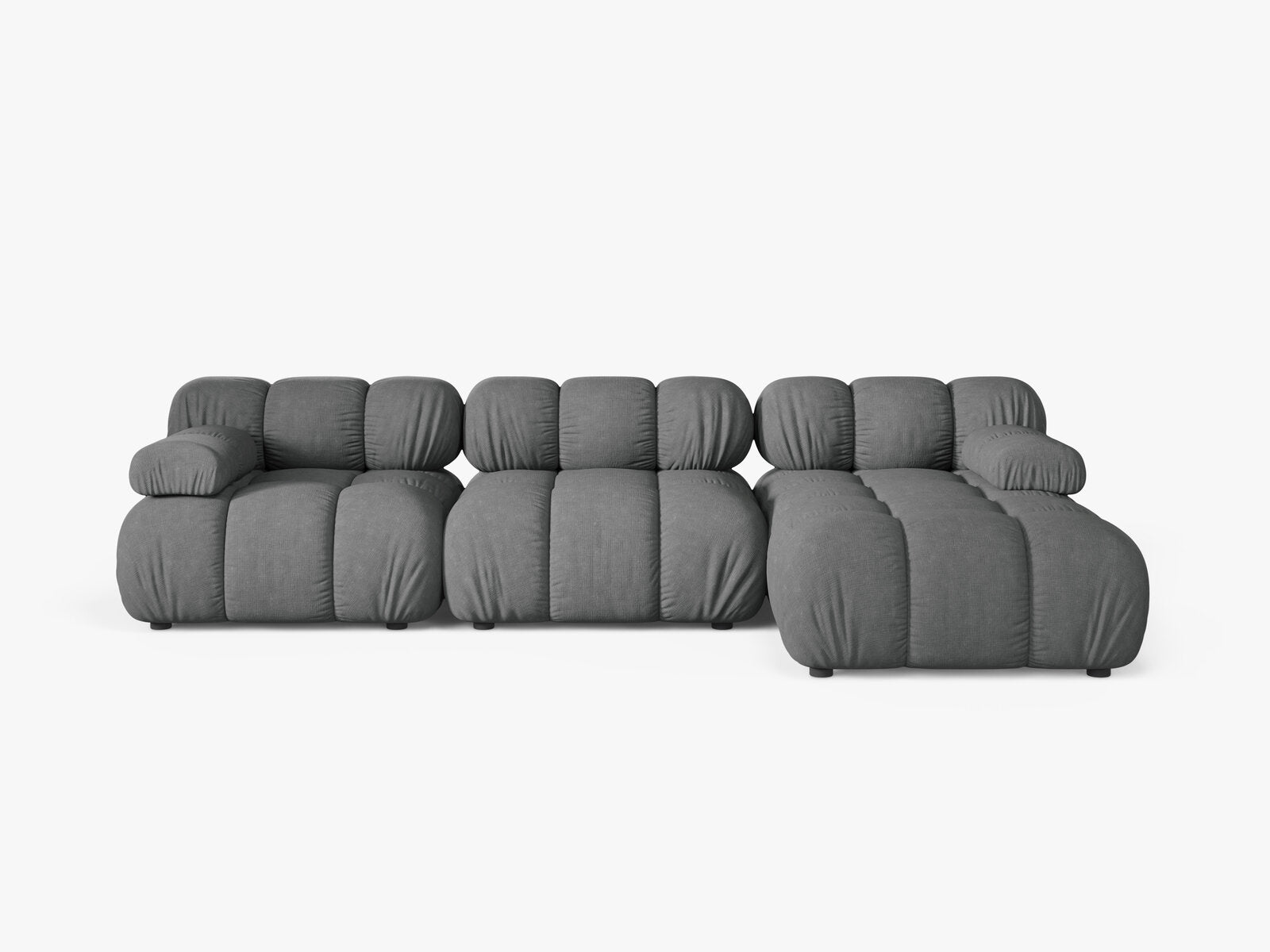 Micadoni Modulares Ecksofa Bellis 4-Sitzer Rechts Strukturierter Stoff Liberty Grau