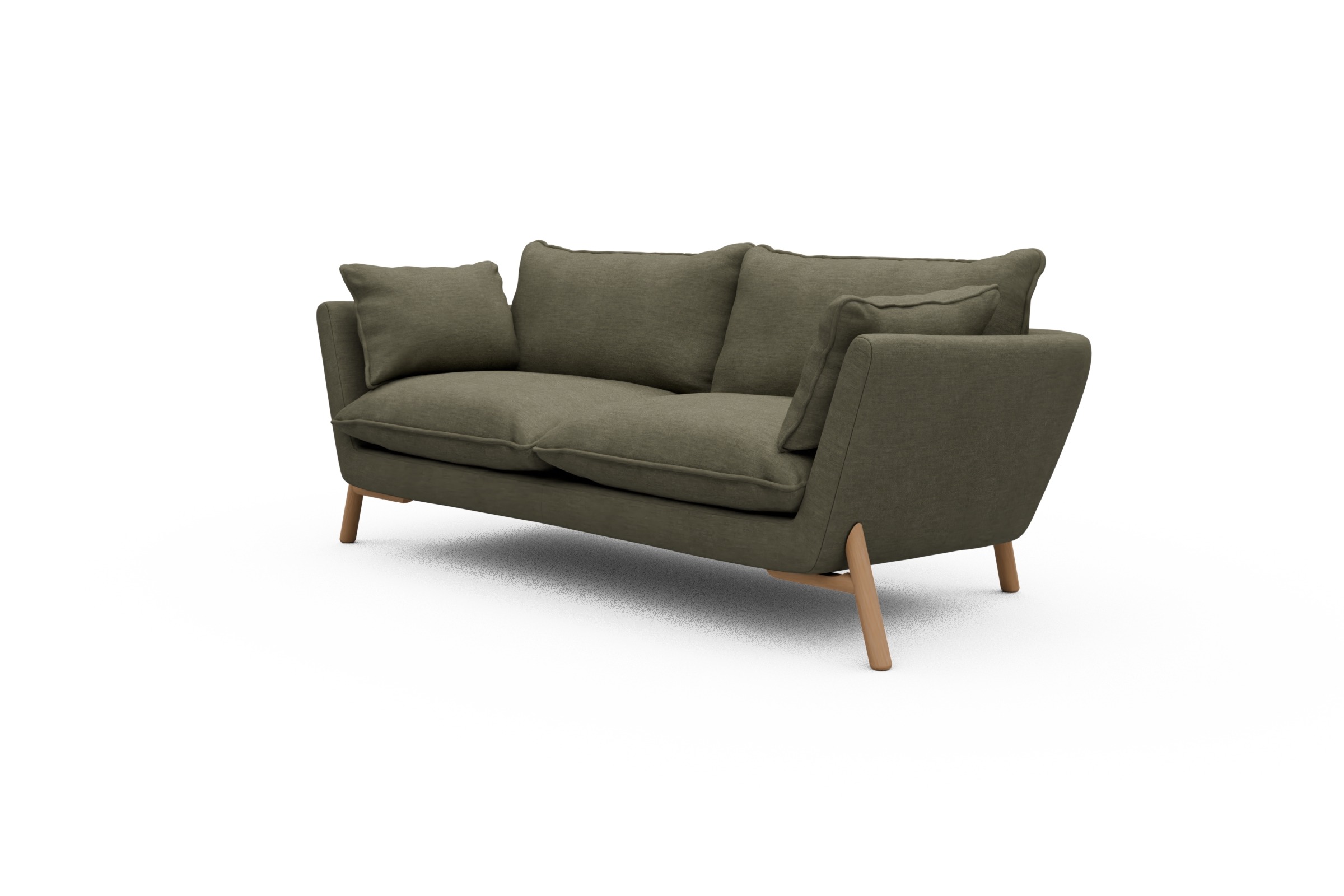 Sofa Emil PREMIUM 2-Sitzer Beinfarbe Eiche Natur Vivus-Dusty-Olive