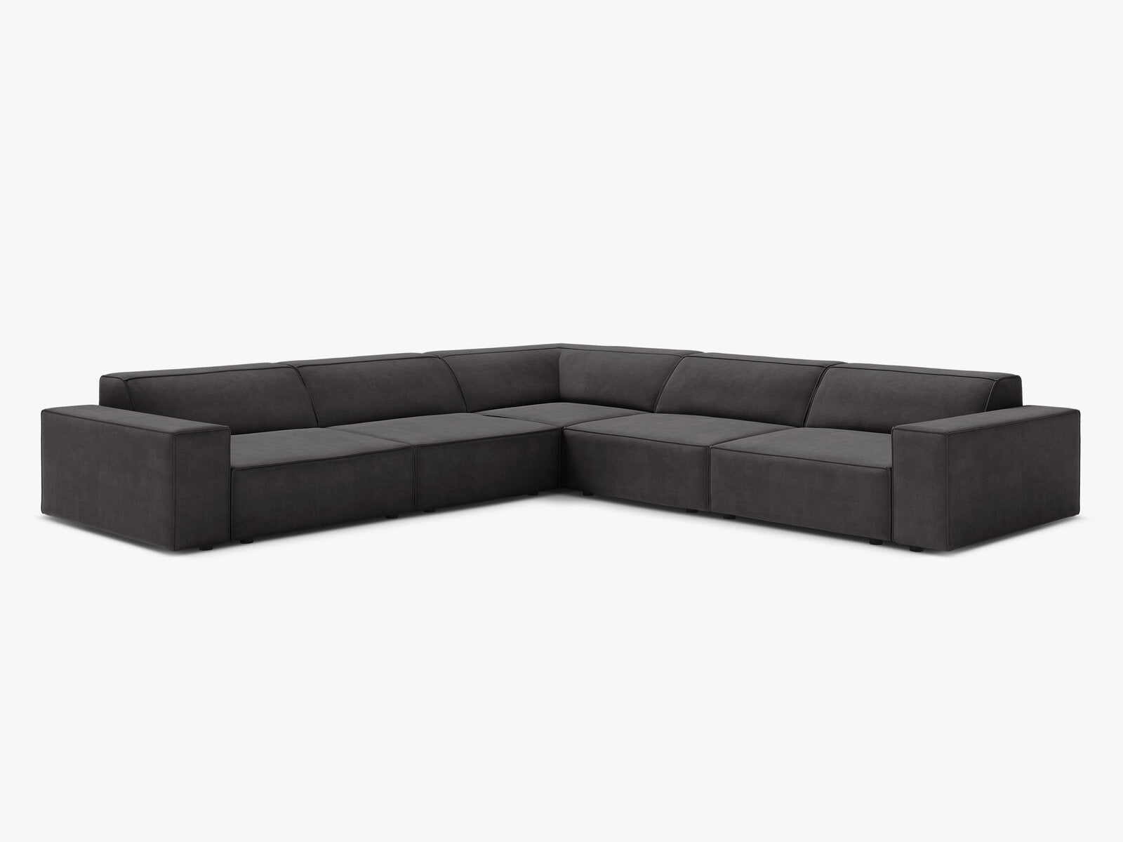 Micadoni Symmetrisches Ecksofa Jodie 6-Sitzer Samt Grau