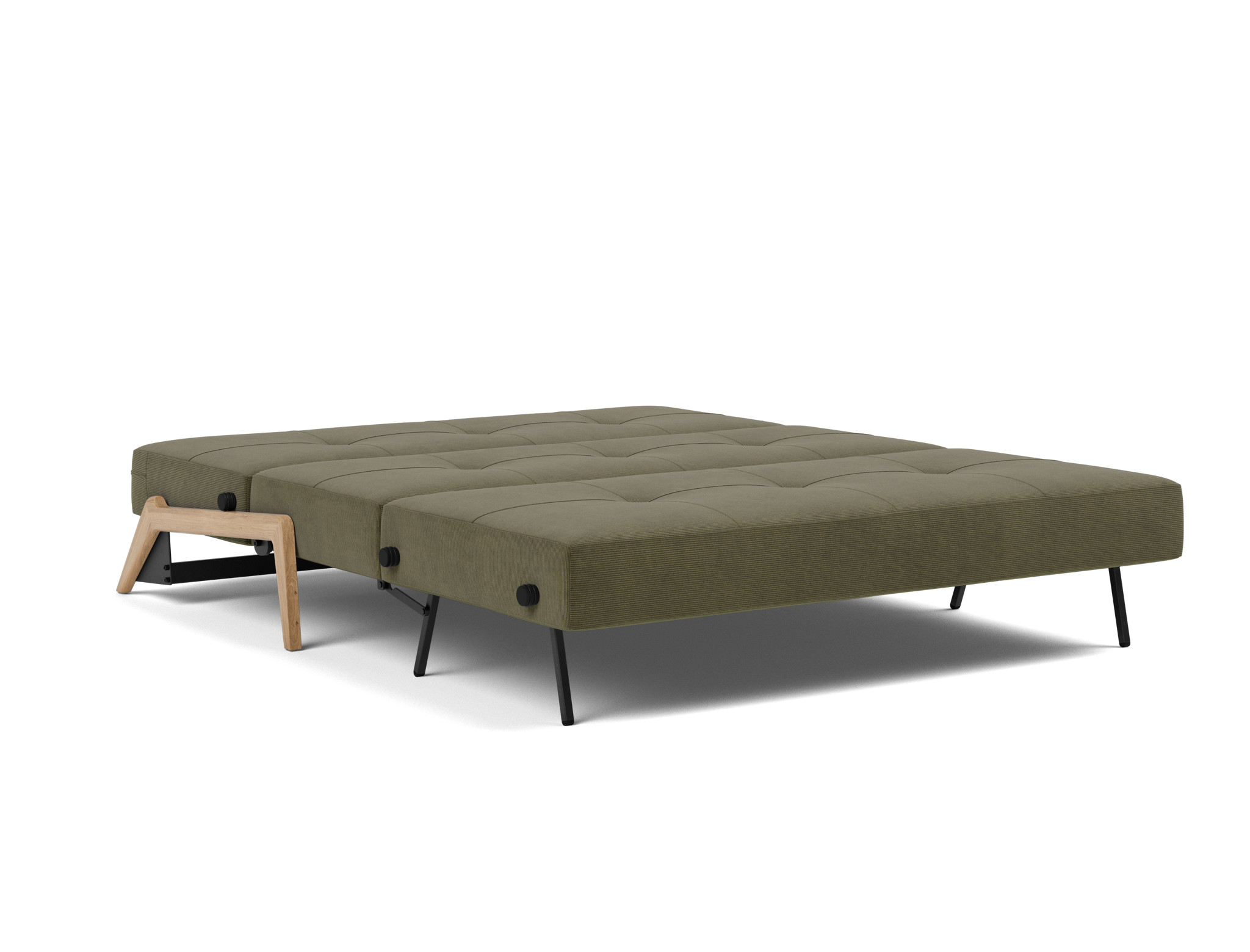 Schlafsofa Cubed 160 Kord Cordufine 316-Pine-Green Beine Eiche