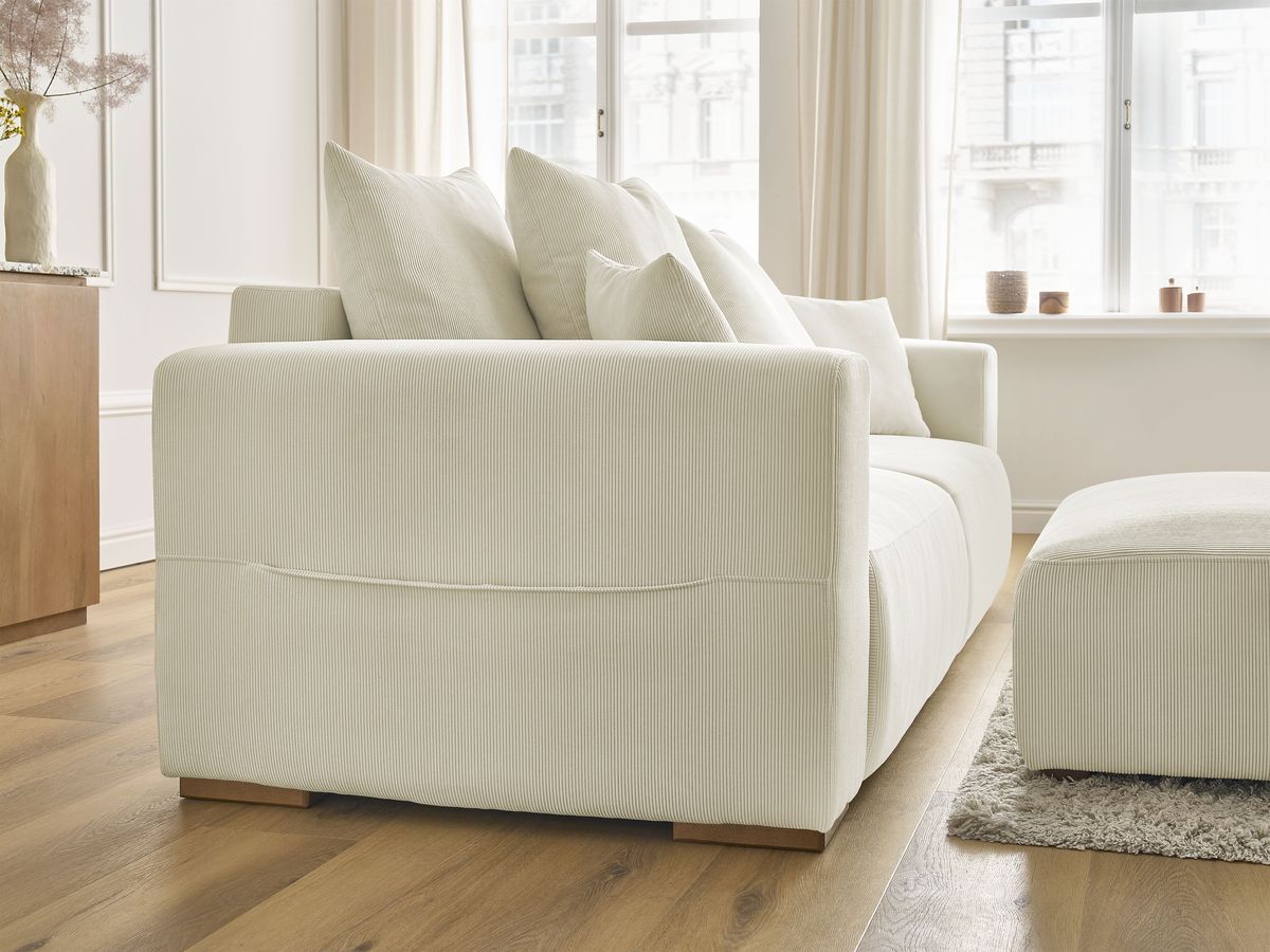 Bobochic Sidonie Schlafsofa 4-Sitzer mit Bettkasten und Pouf Cordsamt Beige