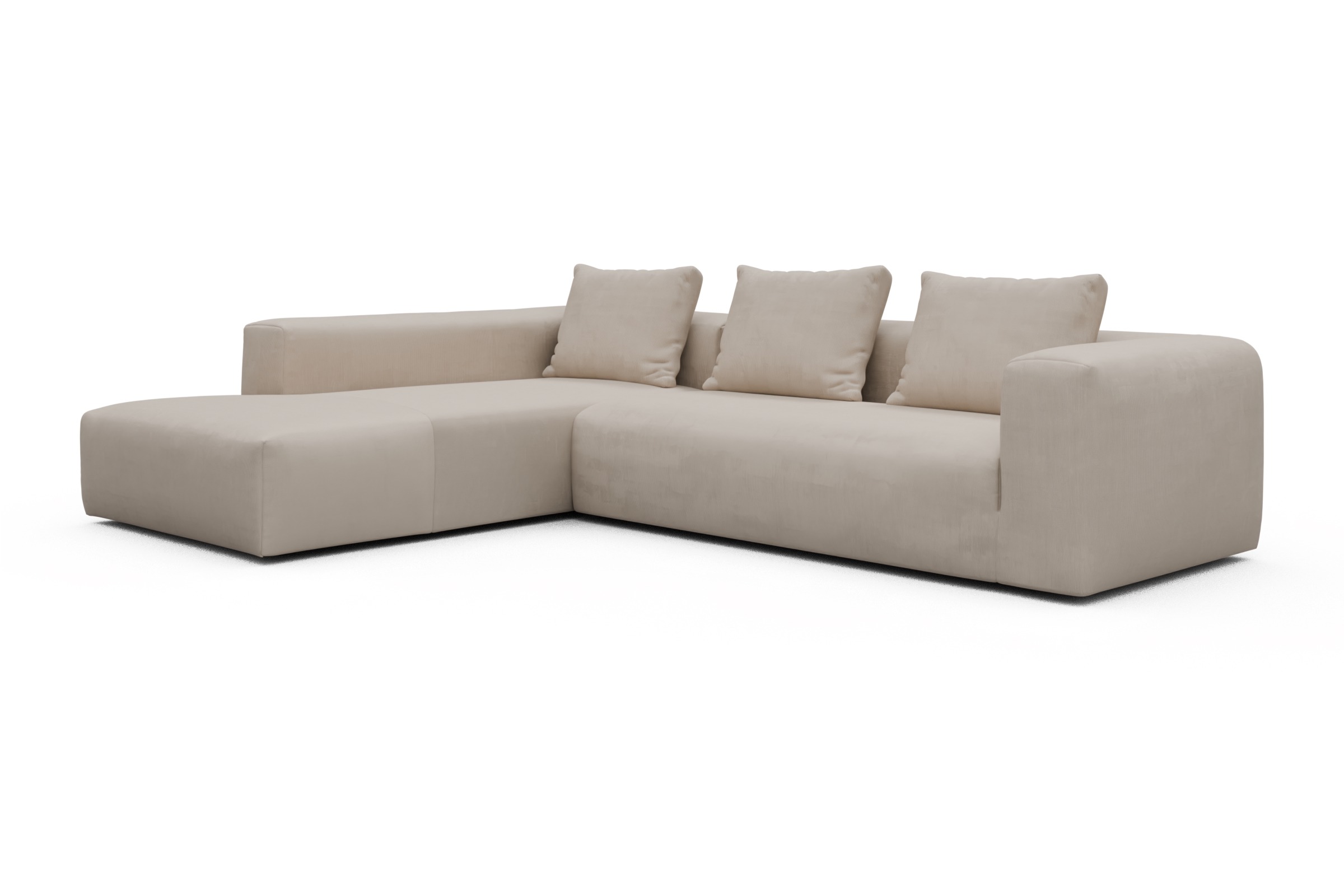 Ecksofa Fred Relax-Ecke links mit 2,5-Sitzer Cordufine-Off-White