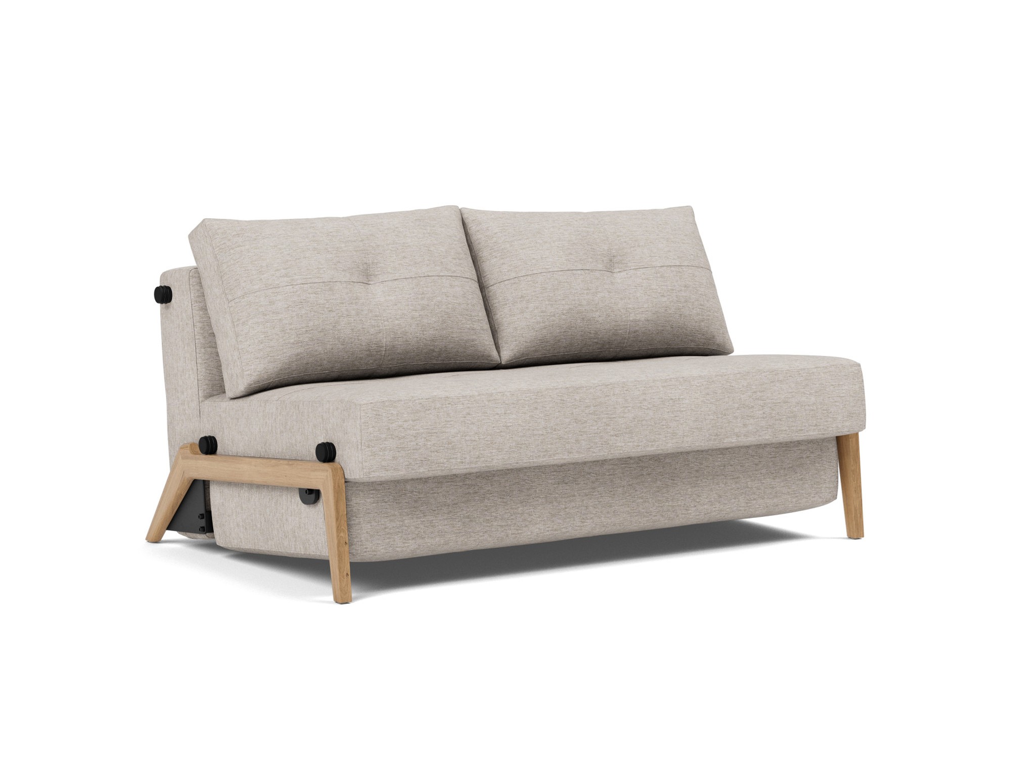 Schlafsofa Cubed 140 Chenille Yuveno 471-Sand Beine Eiche