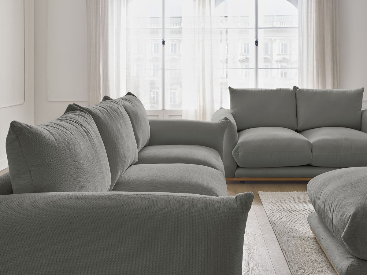 Bobochic Ernest Sofa 6-Sitzer mit Pouf Stoff Dunkelgrau