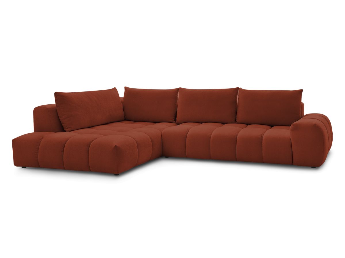 Bobochic Everest Ecksofa, 4 Kissen Strukturstoff Orange Ecke links