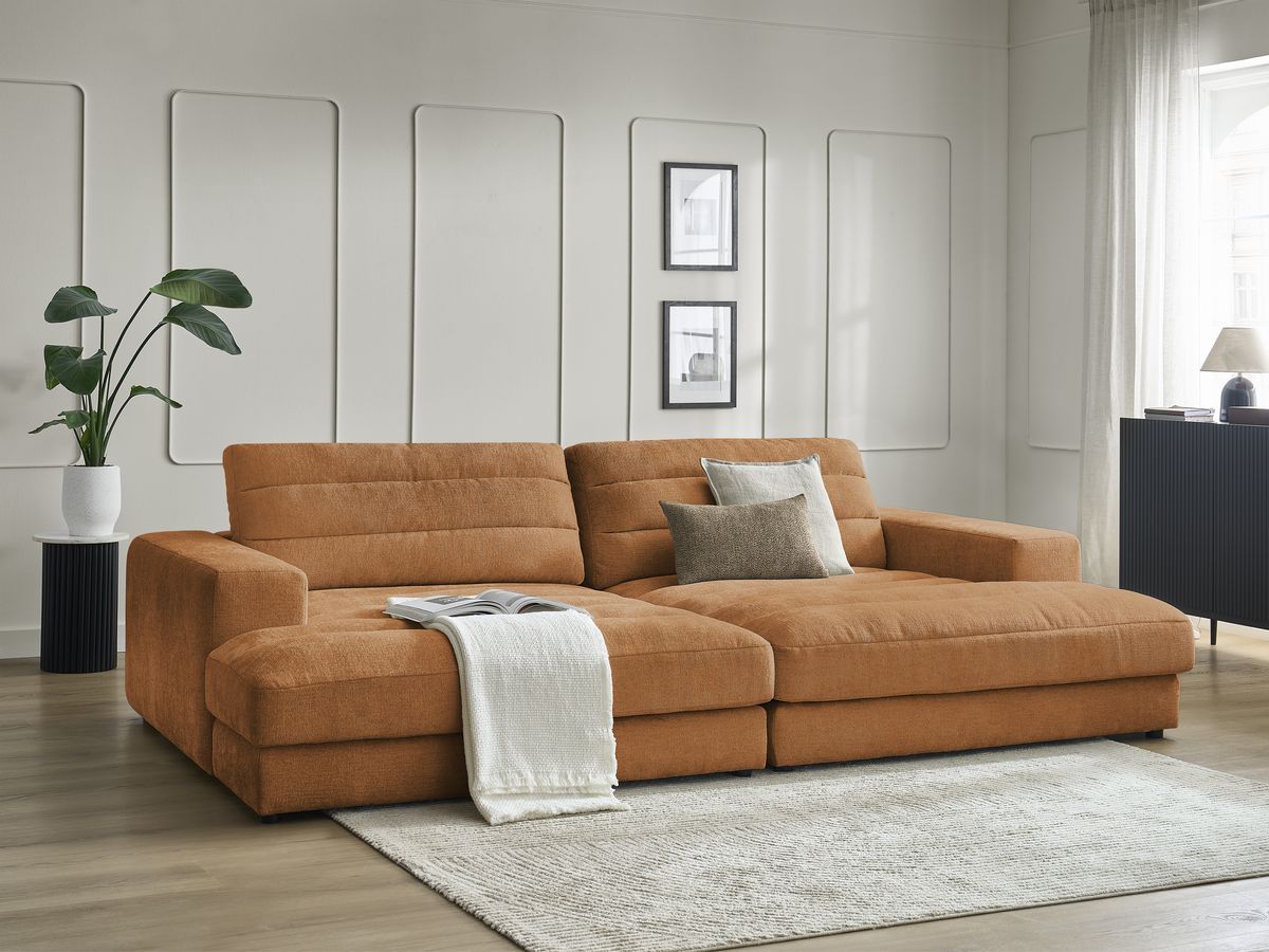 Bobochic Sierra Sofa 4-Sitzer Strukturstoff Orange
