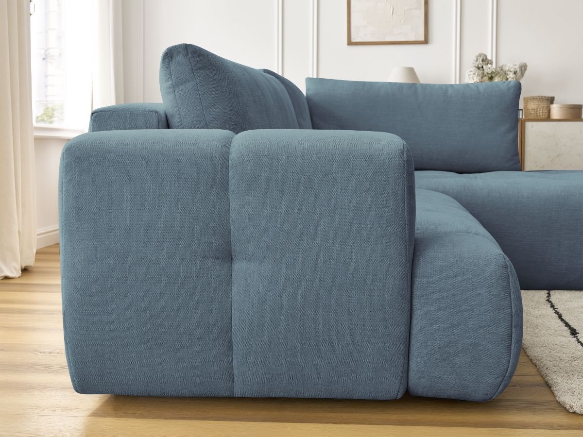 Bobochic Fuji Ecksofa mit Schlaffunktion und Bettkasten 282 × 204 cm Stoff Hellblau Ecke rechts