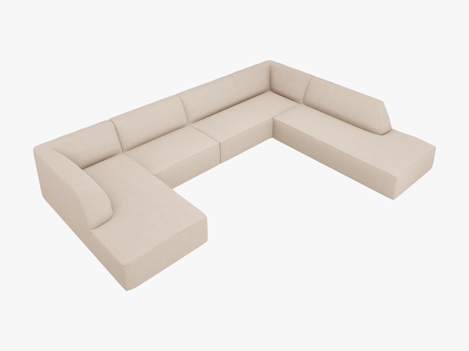 Micadoni Panorama-Ecksofa Ruby 7-Sitzer Rechts Strukturierter Stoff Ottawa Beige