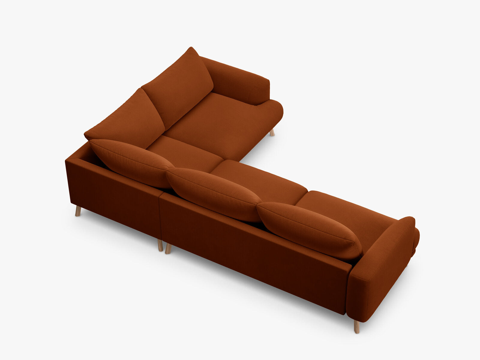 Micadoni Ecksofa Naomi 4-Sitzer große Version Rechts Samt Salvador Terrakotta