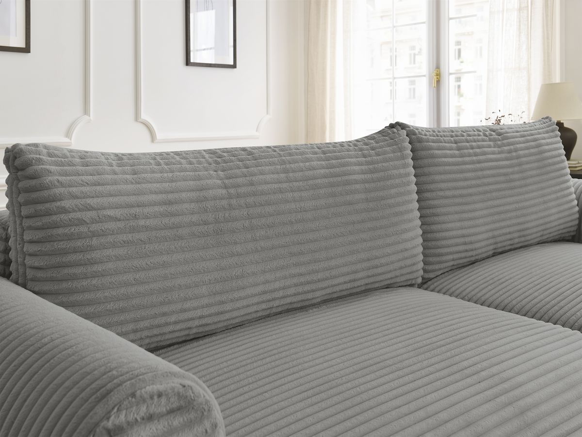 Bobochic Lucien Ecksofa mit Schlaffunktion und Bettkasten 314 × 167 cm Breitcord weich Dunkelgrau Ecke rechts