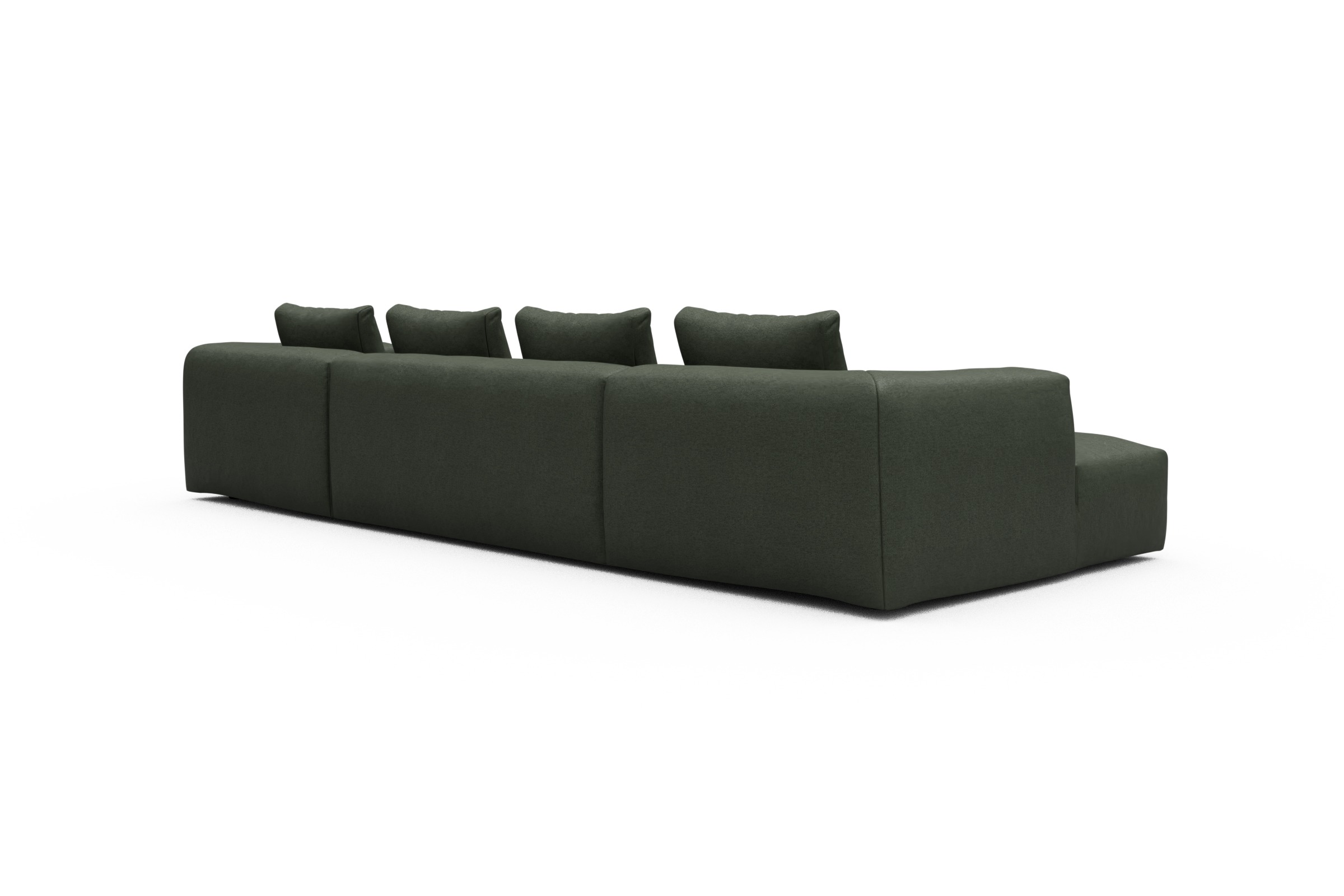 Wohnlandschaft Fred mit 2-Sitzer und Chaiselongue beidseitig Denari-Forest-Green