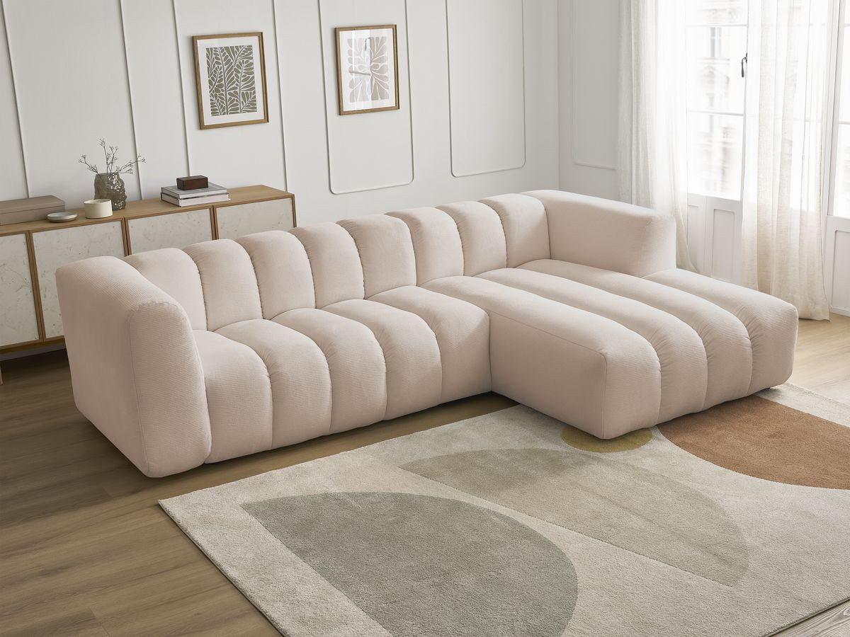 Bobochic Talia Ecksofa Melange-Stoff Beige Ecke rechts