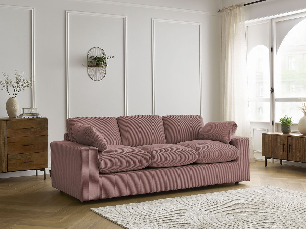 Bobochic Belair Sofa 3-Sitzer 220 × 93 cm Cordsamt Rosa