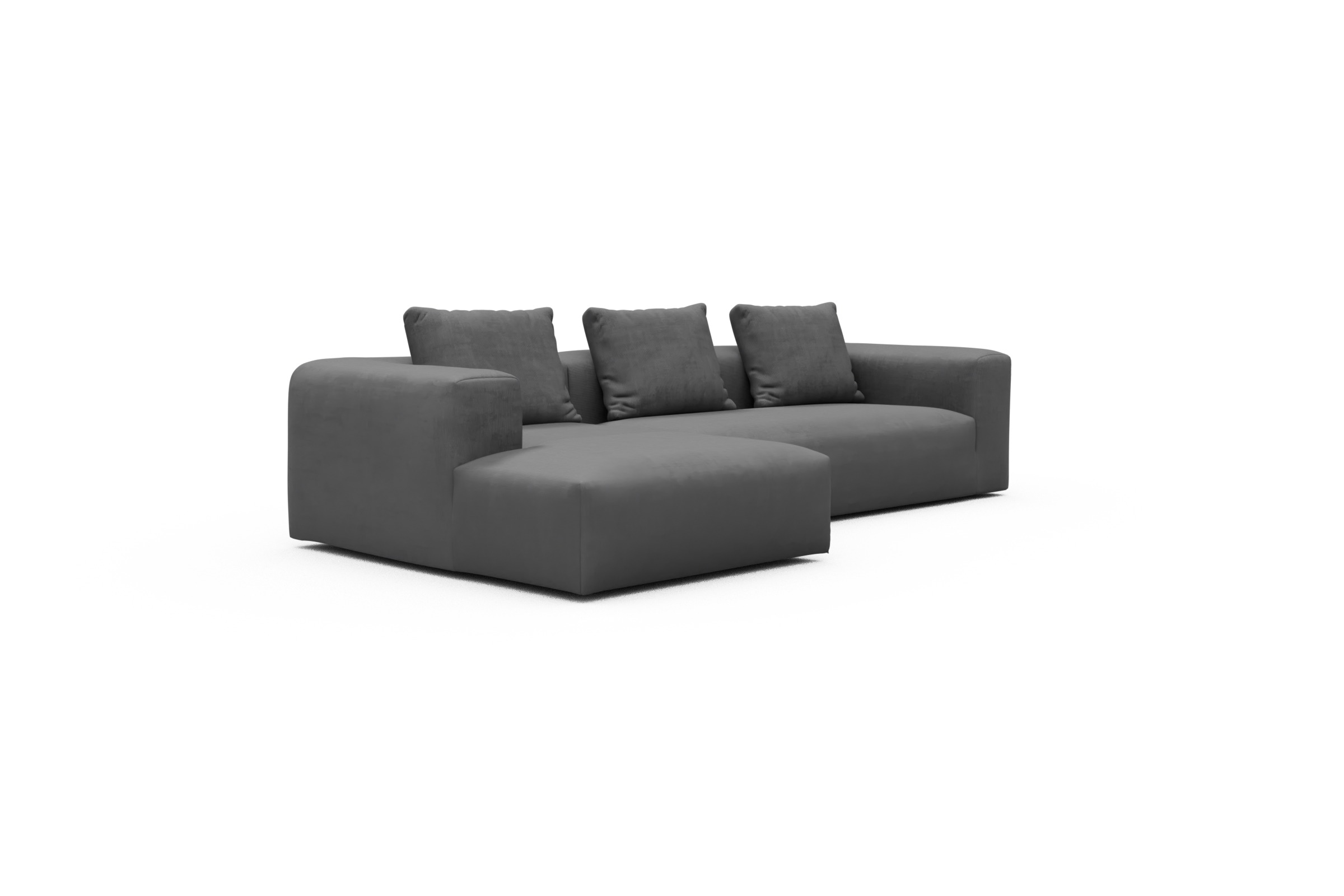 Ecksofa Fred Chaiselongue links mit 2,5-Sitzer Cordufine-Grey