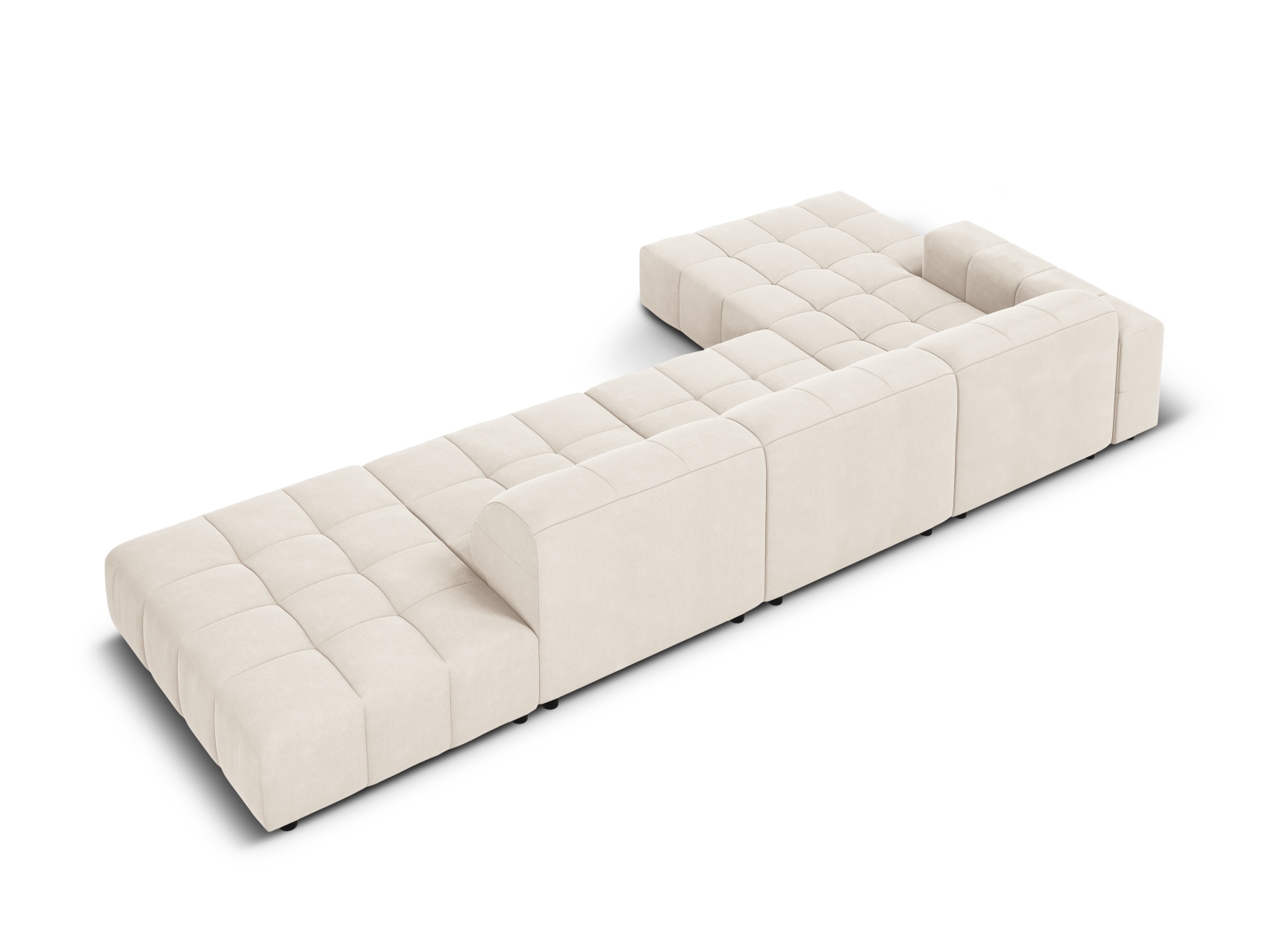 Cosmopolitan Design Ecksofa Chicago 5-Sitzer offen Samt Bluvel Helles Beige Links