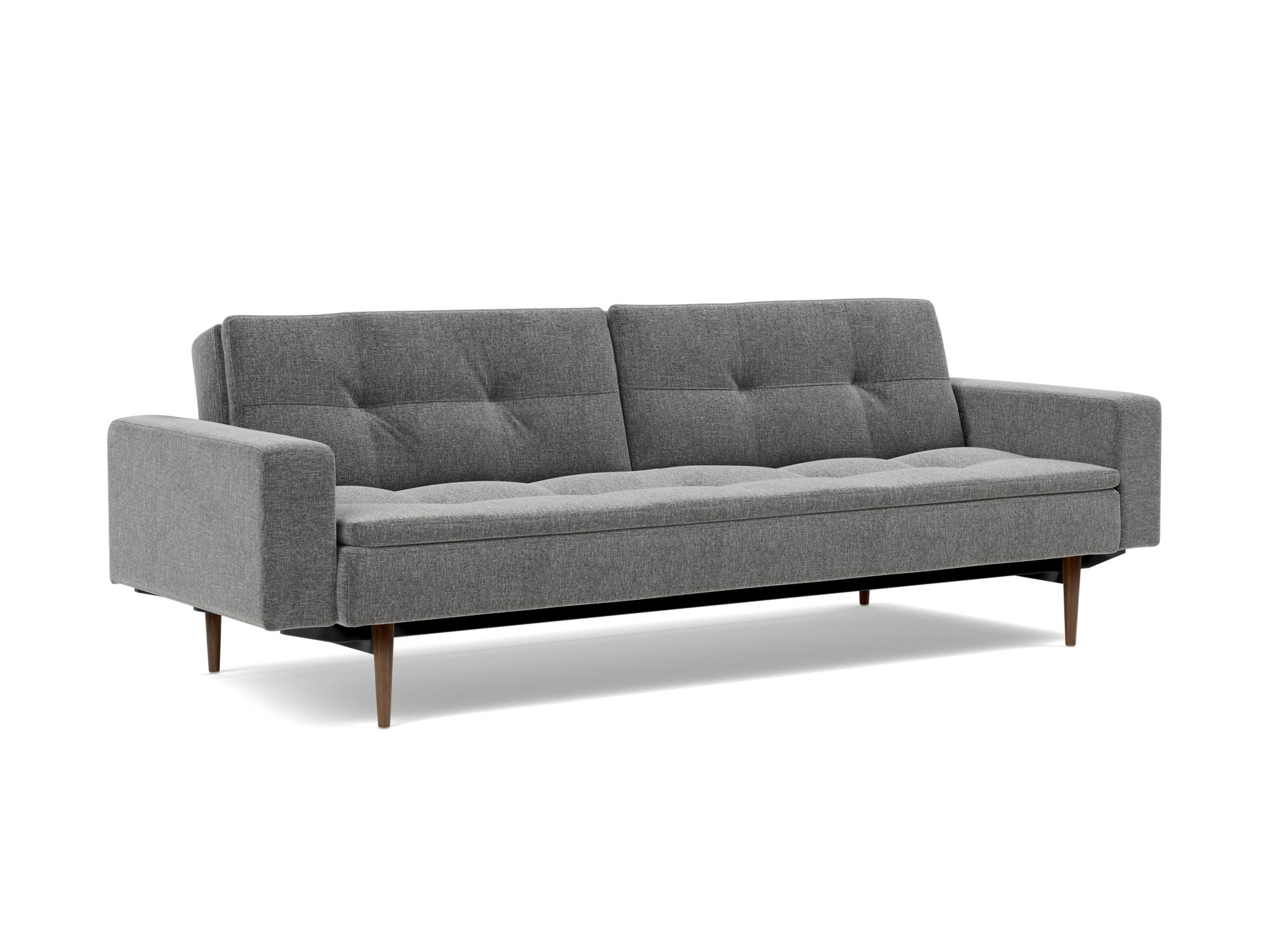 Schlafsofa Dublexo mit Armlehnen Strukturierter Stoff Twist 563-Charcoal Beine Styletto Eiche dunkel